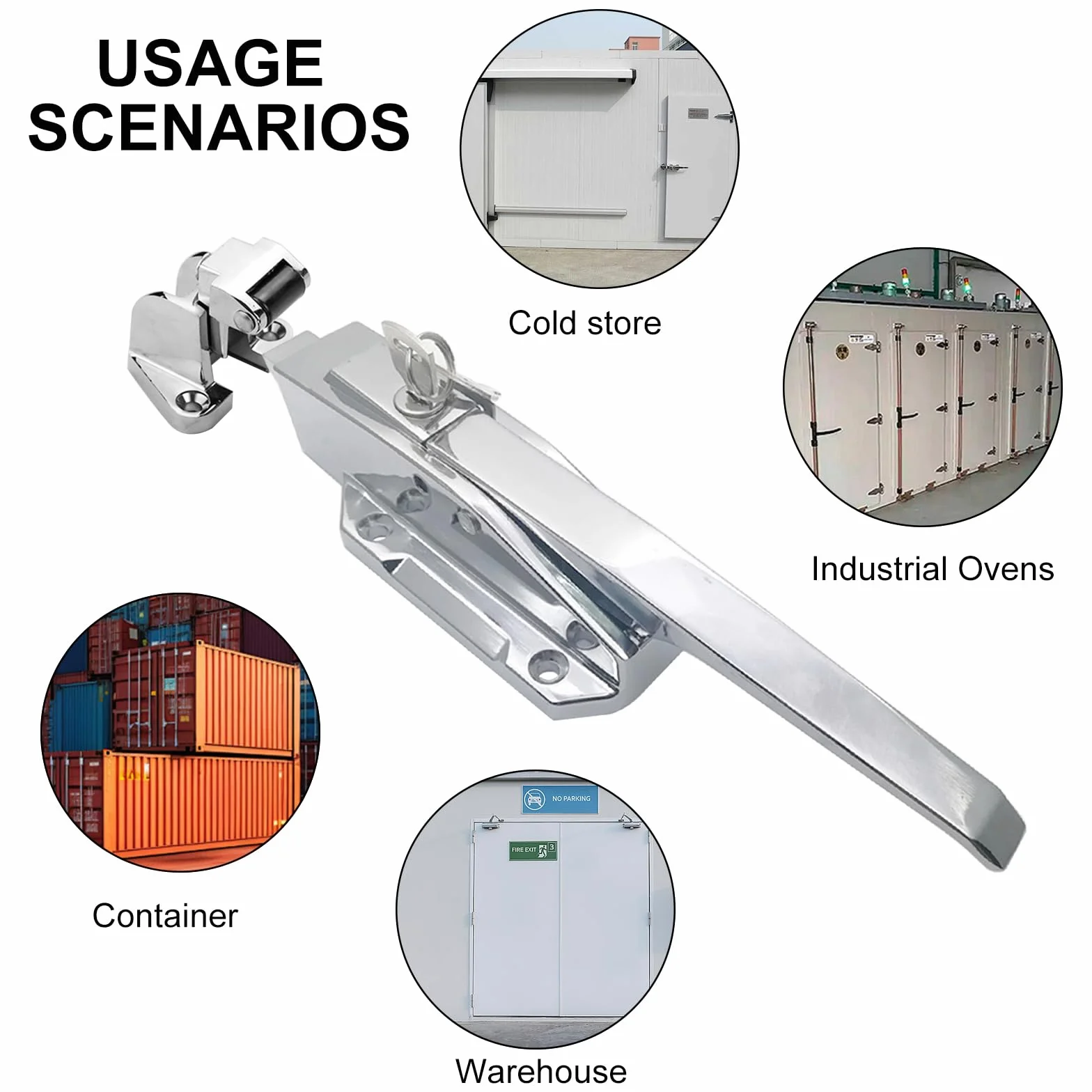 Manija de puerta de congelador, perno de carga de resorte ajustable, mango de refrigerador, juego de bloqueo completo, tiradores de puerta (1/8 en 1/4 in(Flush))