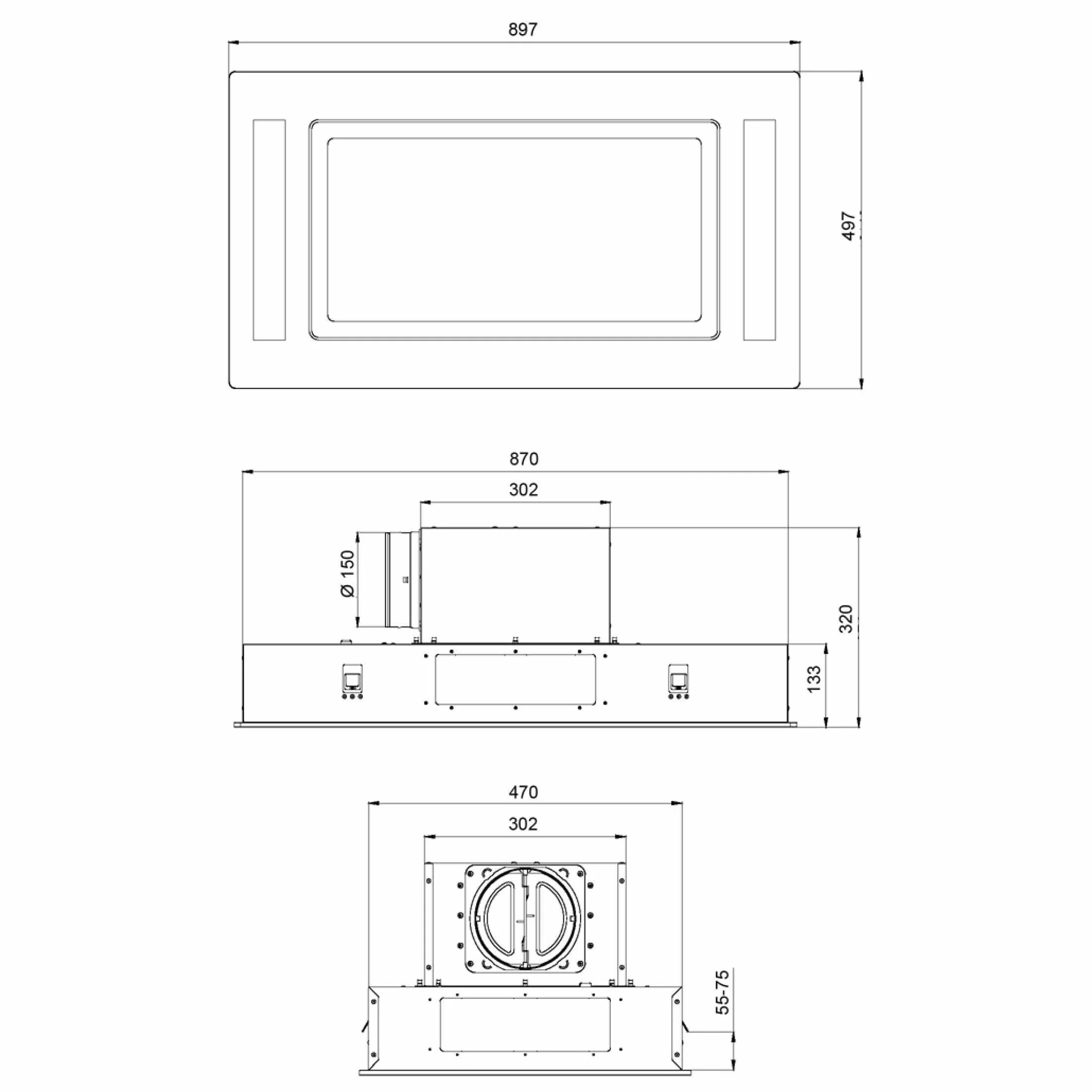 Cecotec Campana Extractora 90 Cm Integrable De Techo Bolero Flux Tir 908000 Glass White A++ Succión 800M3/H Control Remoto Filtro Carbono Booster
