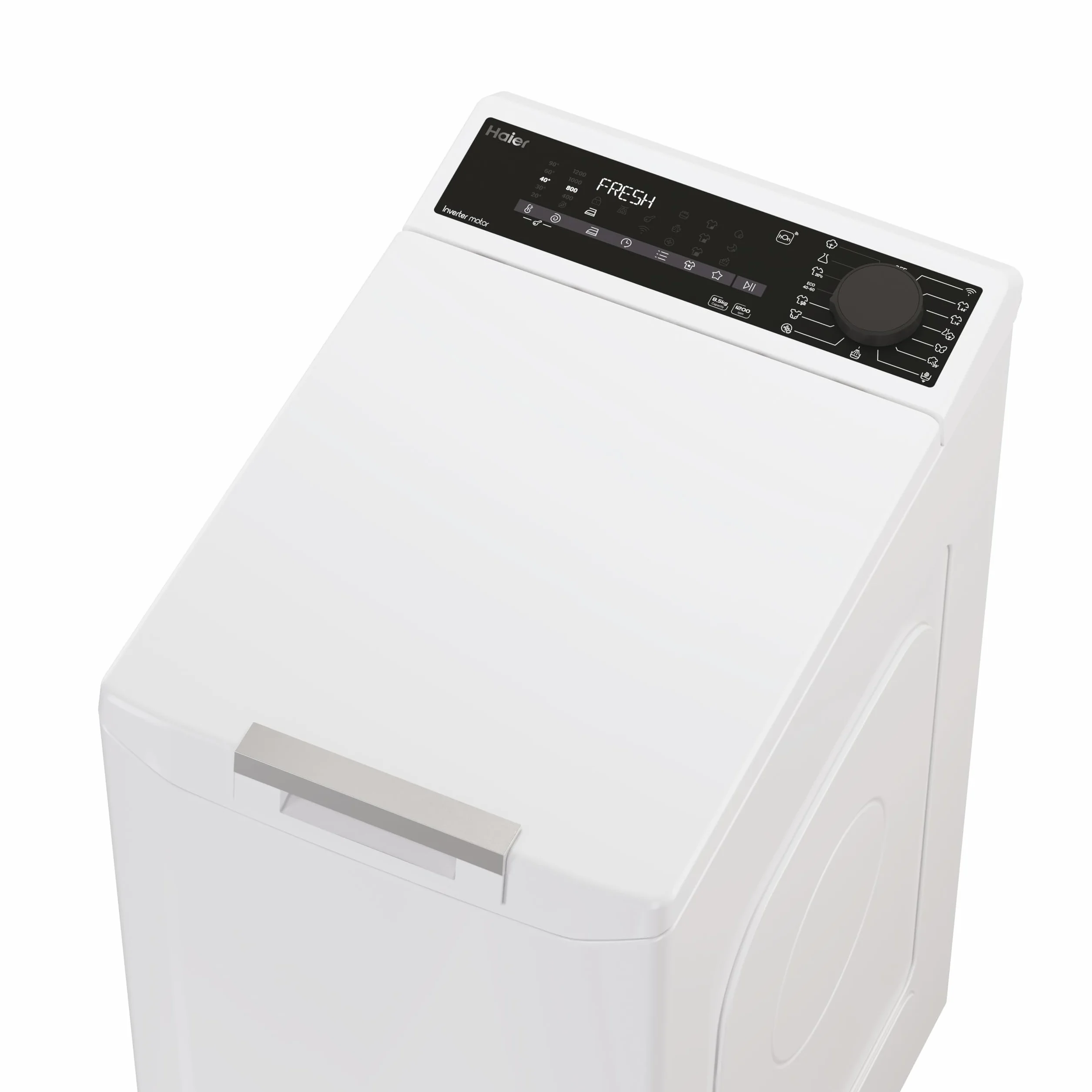 Haier T Series 7 THASN2856TM4-S Lavadora carga superior 8,5KG, Motor Inverter, Display Digital, Conectividad WIFI, 1200 RPM, Inicio Diferido, Libre instalación, 16 programas, 77 db, Blanco