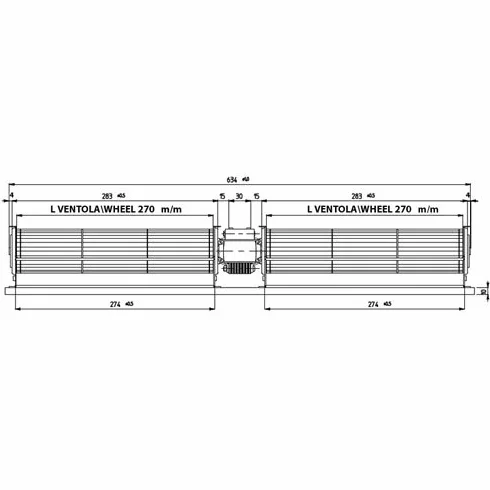 Easyricambi EMMEVI FERGAS 120102 - Motor de ventilador tangencial doble, 2 x 270 mm, 645 mm