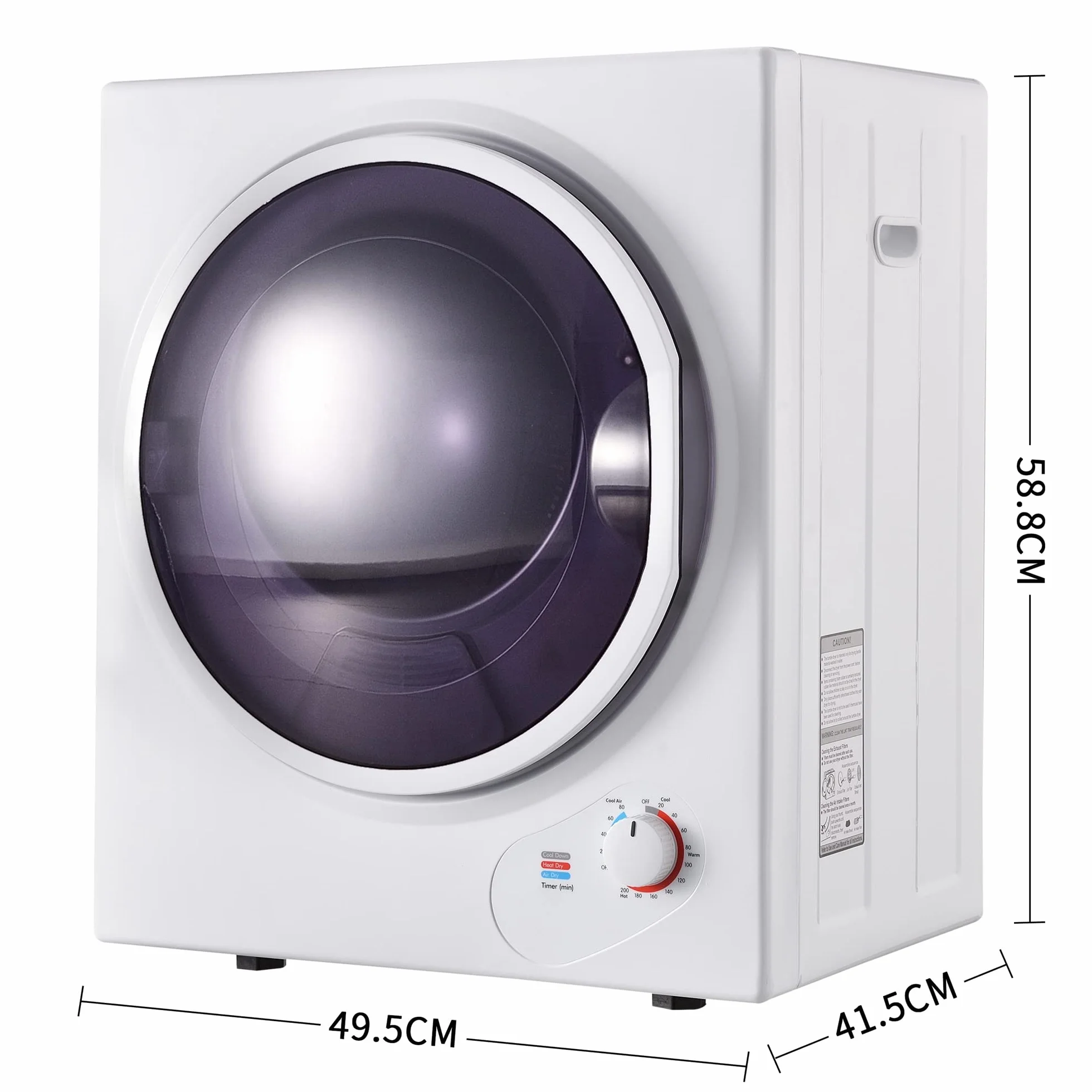 Secadora de Evacuación 2.5 KG Secadora de Ropa 850W, Montar en la Pared Resistencia de PTC Doble Filtración Función Antiarrugas Temporizador Blanco [Clase de eficiencia energética G]