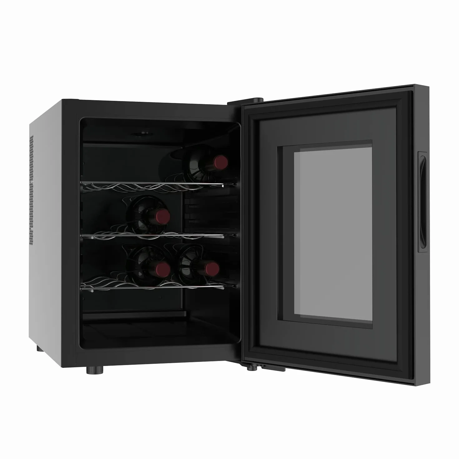 Taurus WC12T - Vinoteca termoeléctrica para 12 botellas, silenciosa, no vibra, aislamiento especial del interior, puerta de vidrio, temperatura regulable con panel táctil, suave luz interior, negro