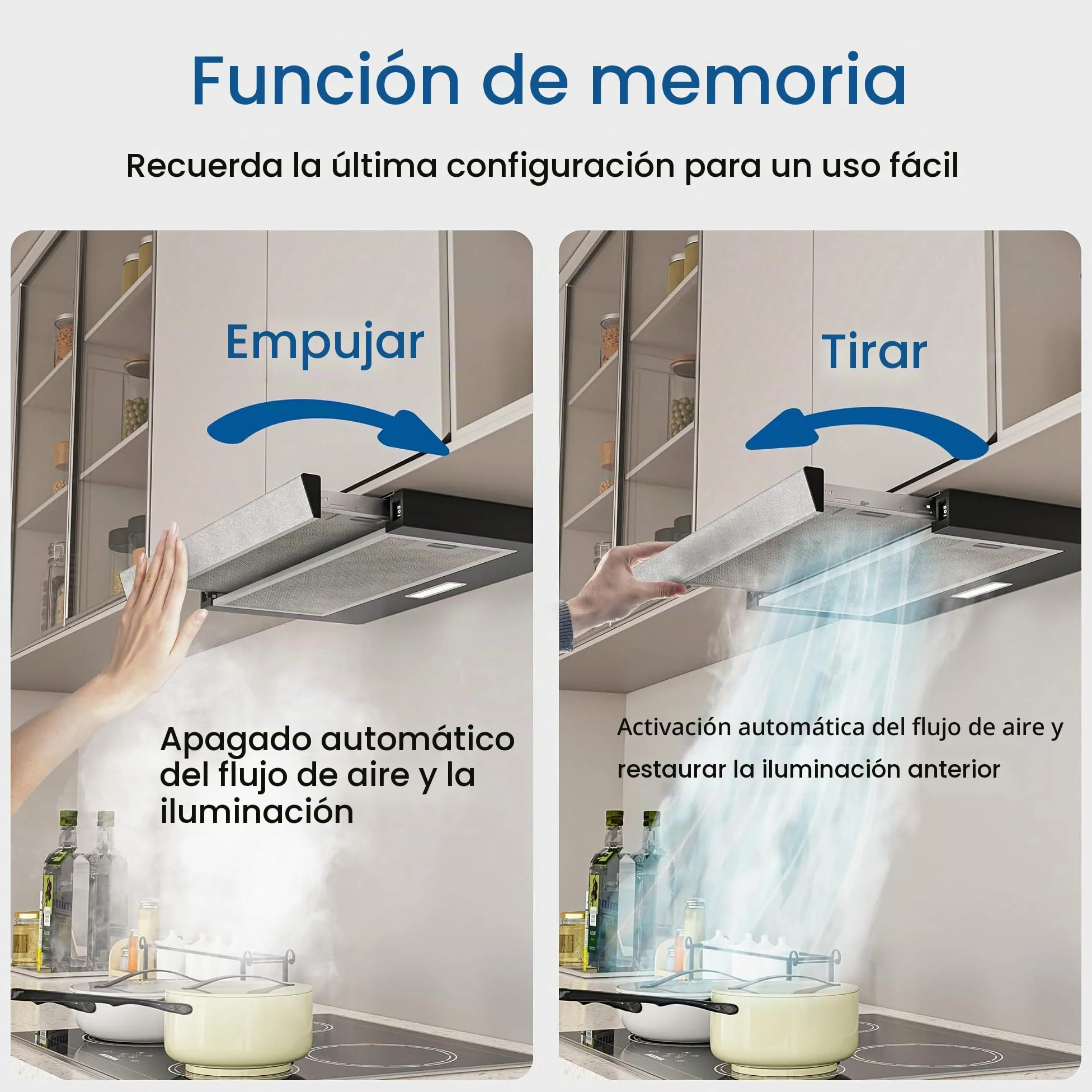 FIREGAS Clase A++ Campana Extractora 60 cm,Telescópica Extractor Cocina con Motor Sin Escobillas,400 m³/h,2 Velocidades,Ruido Bajo,Luces LED, Filtros de Aluminio y Carbón Activo,Negro
