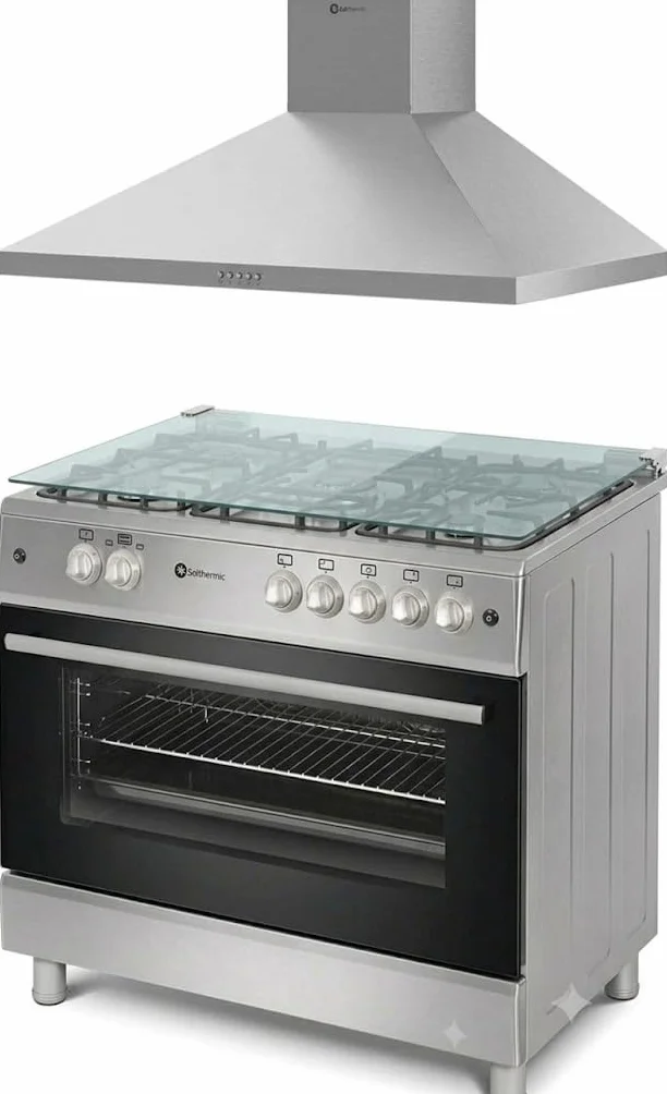 PACK 90 CM COCINA A GAS PANORAMICA SOLTHERMIC Y CAMPANA EXTRACTORA / 3 VELOCIDADES / 650 M/H CAPACIDAD DE EXTRACCIÓN/SILENCIOSO