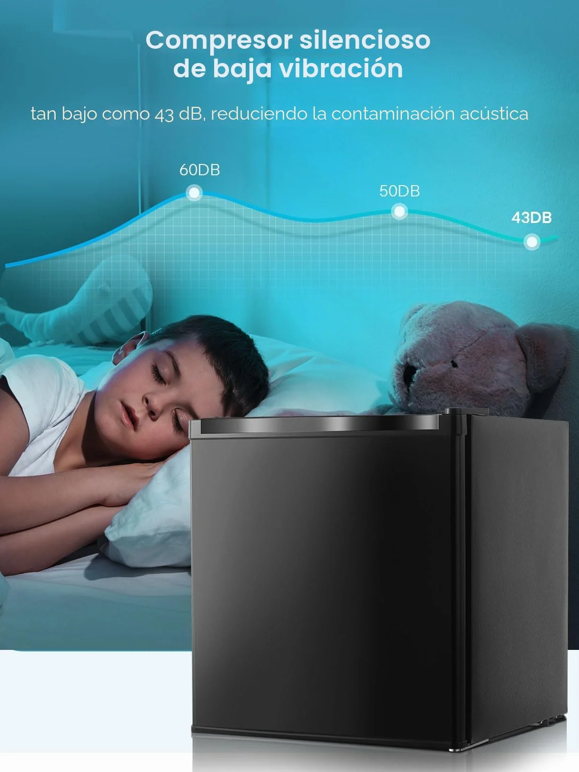 Congelador Vertical 32L 4 Estrellas -22℃ Puerta Reversible Silencioso Ahorro Energético Negro