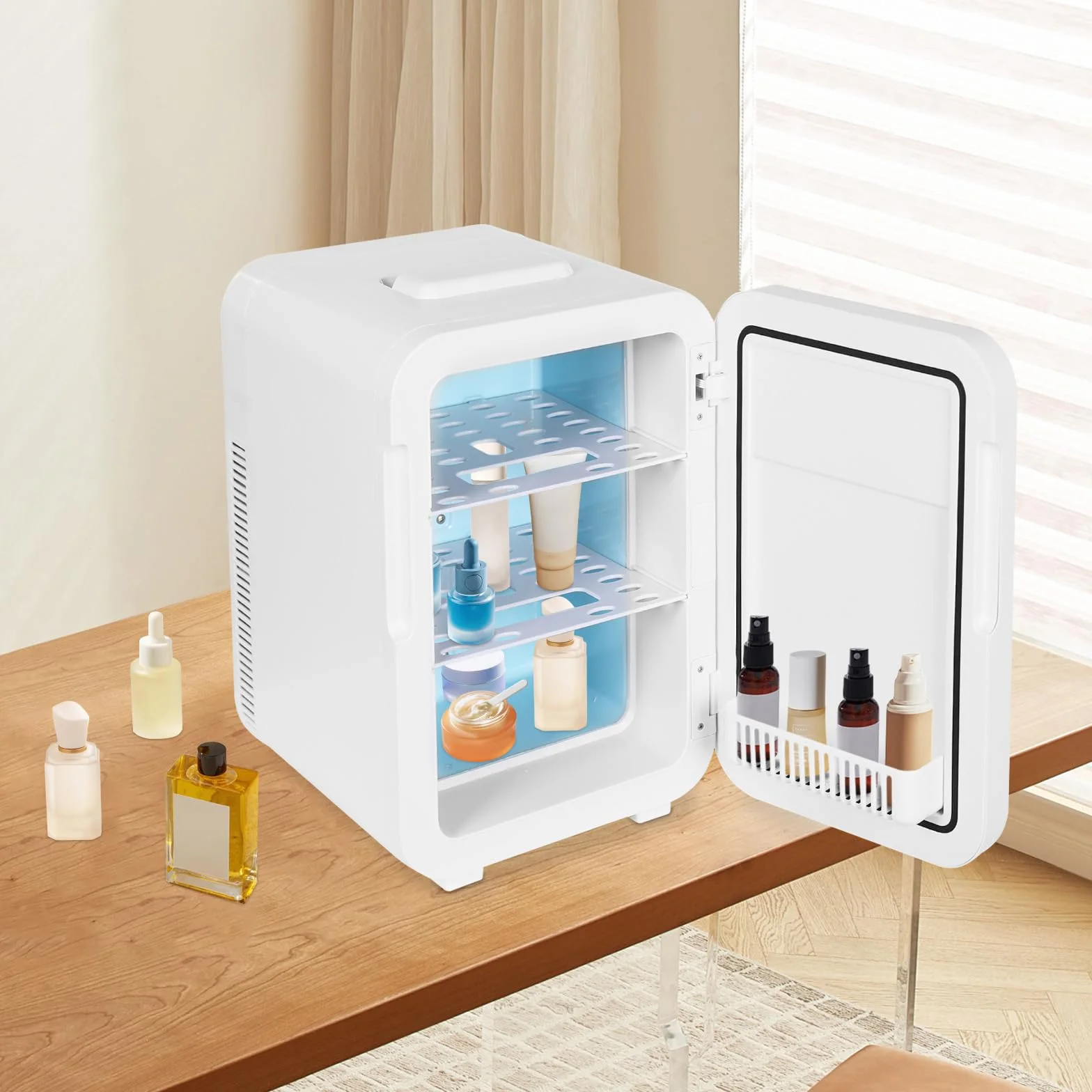 Mininevera multifunción de 20 litros con control de temperatura y pantalla LED digital, minibar, enfriamiento rápido en el enfriador, nevera pequeña, nevera para habitación, coche y oficina