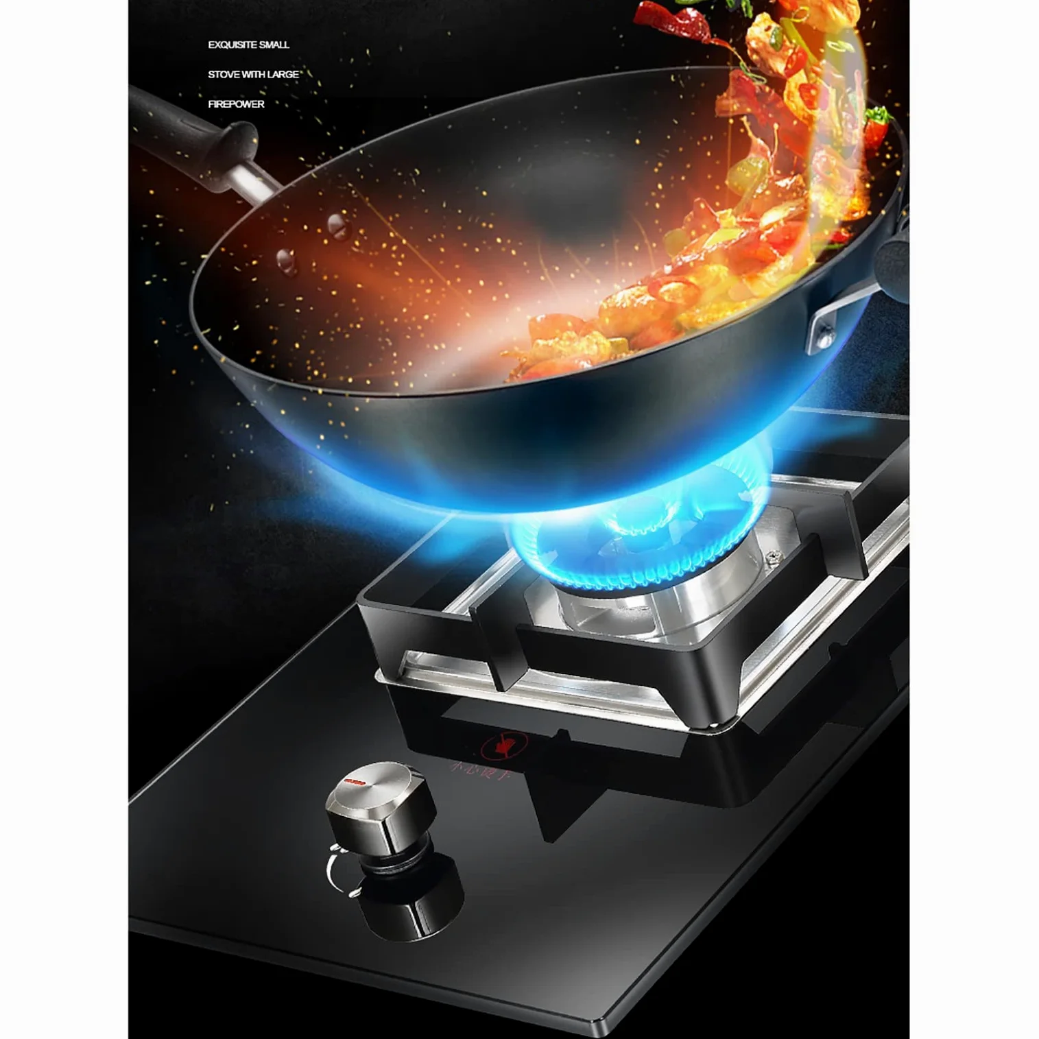Placa de Gas de un Solo Quemador, Placa de Gas ignífuga integrada con recordatorio Anti-Quemaduras, Placa de Gas de Vidrio Templado Negro, para Vida compacta, Cocina, Camping o Caravana,