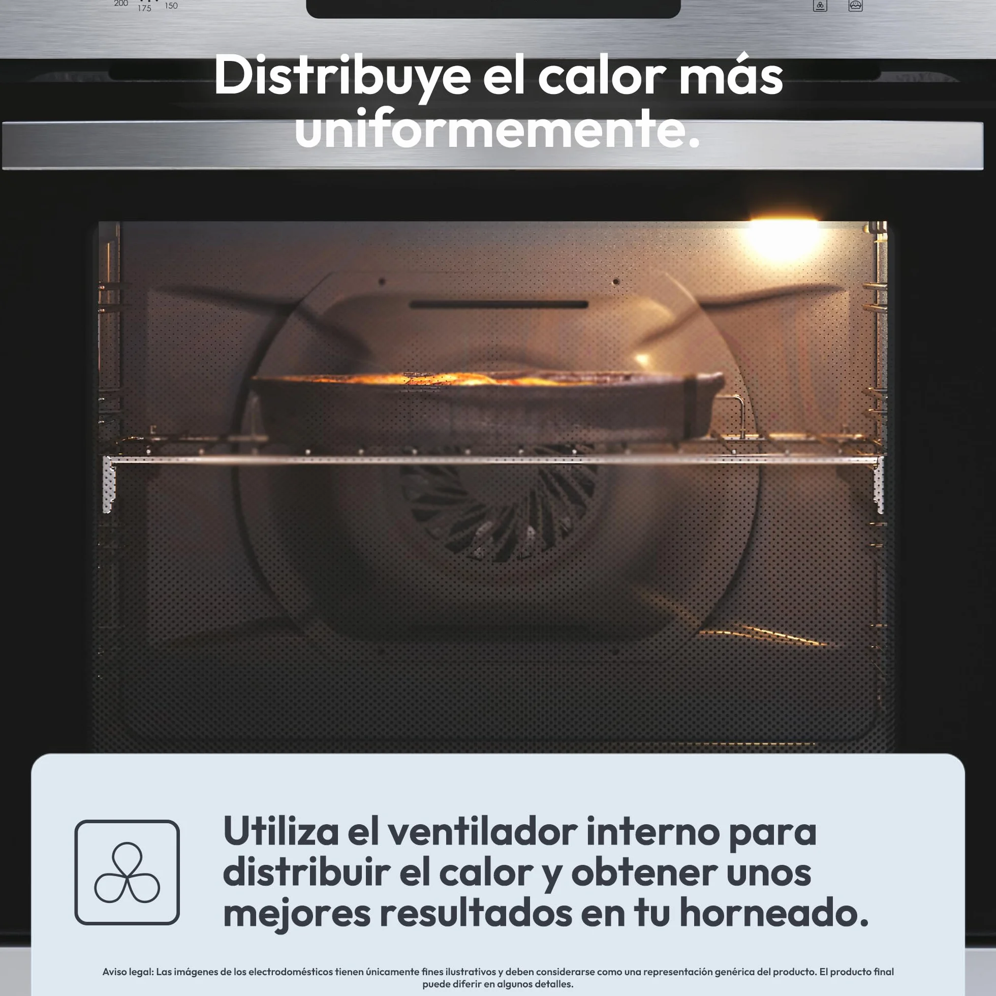 Candy FIDCP X625 L Horno Multifunción 70L Aquactiva Convección Ventilador radial 8 Funciones Display Timer Touch Puerta 2 Cristales Inox Negro
