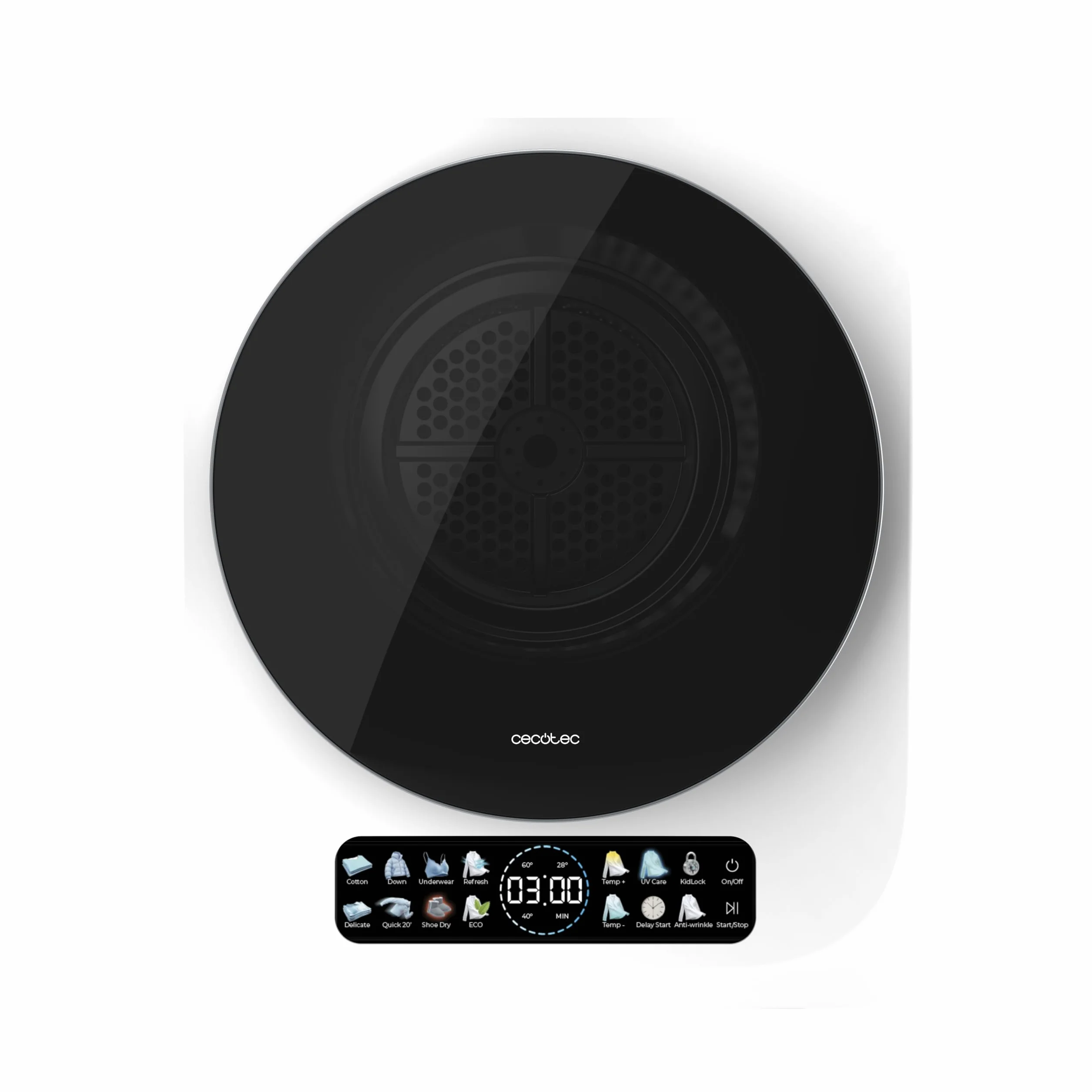 Cecotec Secadora Compacta de Evacuación 3Kg Bolero DressCode Dry 3400V. 8 Programas, Bajo Consumo, Secado Automático Inteligente, Pantalla FullColor, Función UV Care, Dry Shoe Pro y Delay Start