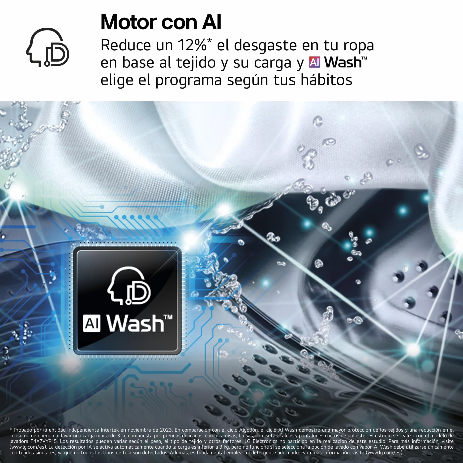 LG Lavadora Inteligente 9 kg AI Direct Drive TurboWash 360º 1200 rpm Fondo Reducido Vapor Steam Motor Inverter Display LED Serie 500 Blanco