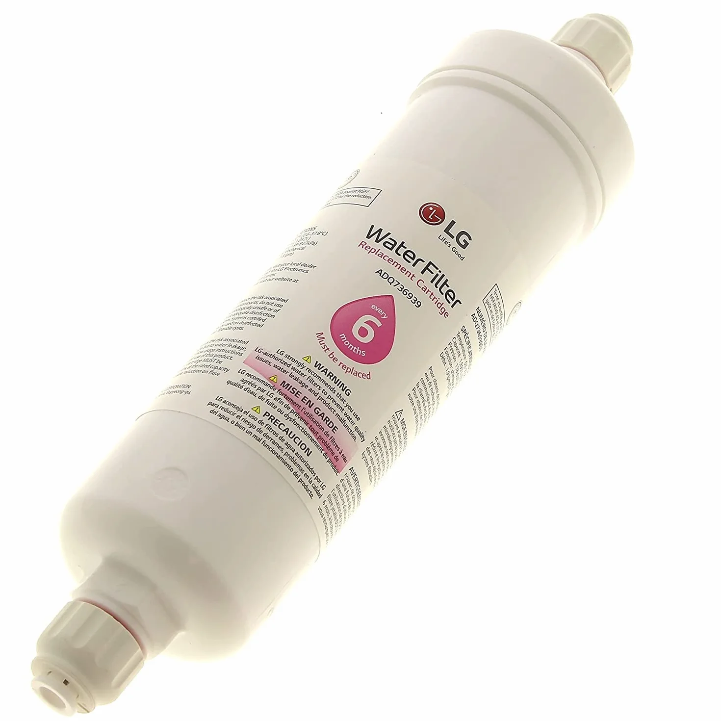 LG ADQ73693901 - Cartucho de filtro de agua de repuesto para refrigerador con ajuste a presión (paquete de 5)