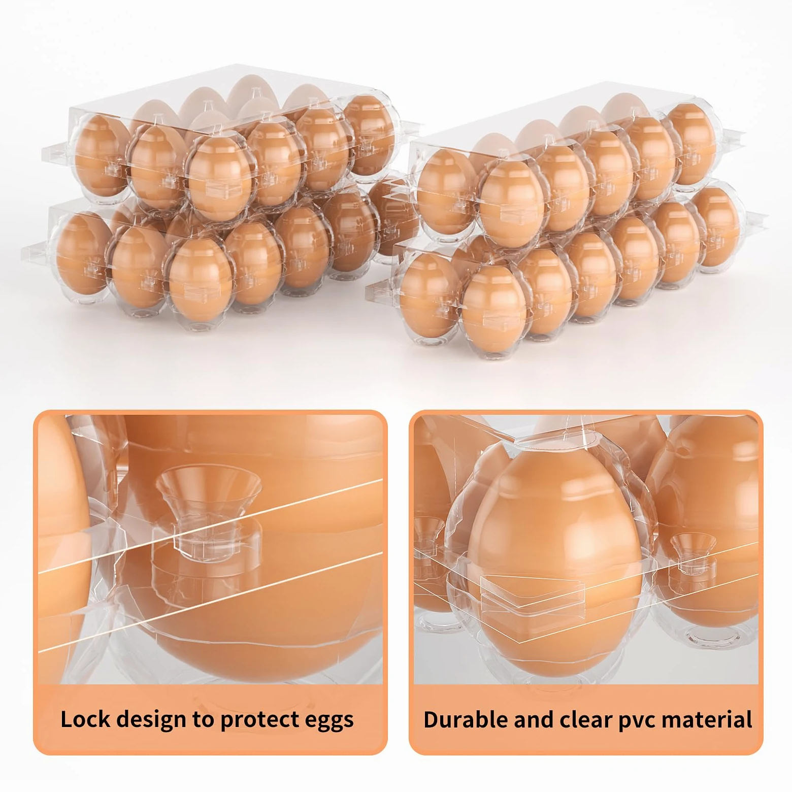 Paquete de 180 cajas de huevos a granel, 12 recipientes de plástico transparente para huevos de gallina, soporte reutilizable para huevos de gallina, exhibición de mercado comercial, embalaje de