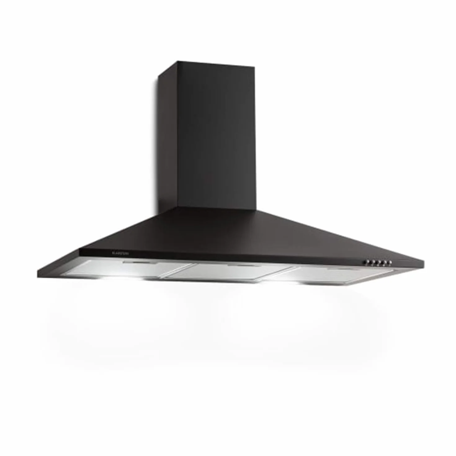 Klarstein Zugspitze 90 Campana extractora - Extractor de pared, Extractor de humos, 65 W, Absorción de 310m³/h, Ventilación y absorción, Iluminación LED de la cocina, Filtro de grasa, Negro