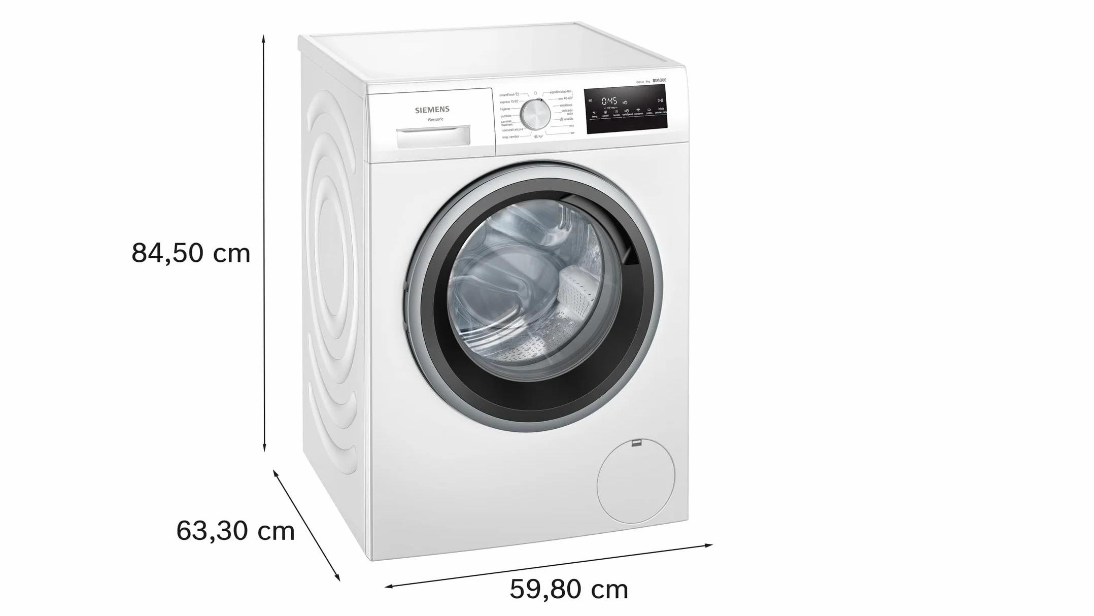 Siemens - Lavadora de carga frontal iQ300, 8 kg, 1200 r.p.m, smartFinish, Tambor waveDrum, Motor iQdrive, Blanco, WM12N265ES