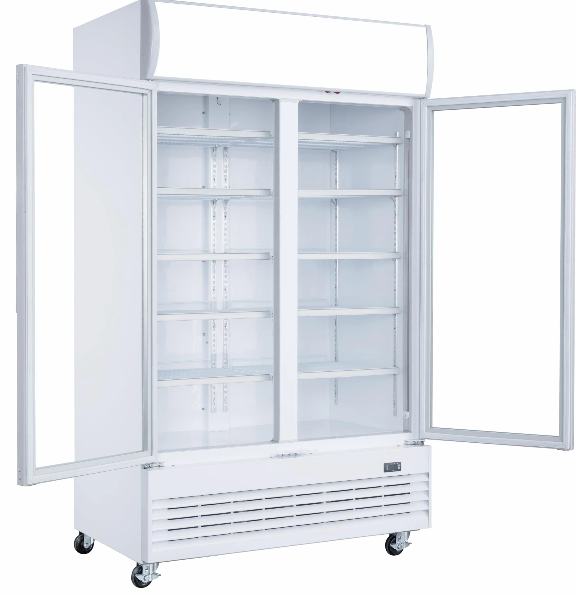 METRO Professional Frigorifico para Bebidas GSC2100, 930 L, 10 Estantes ajustables, Descongelación automática, Enfriamento ventilado, Iluminación LED interna, con Cerradura y Capota, 4 Ruedas, blanco