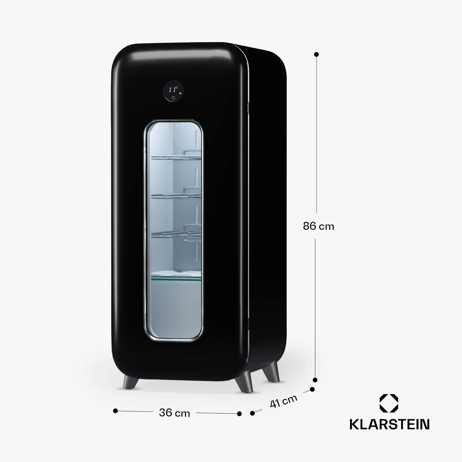Klarstein Vinoteca para Vinos, Nevera Vino Una Zona, Botellas Vino, Proseco y Cervezas, Vinoteca Pequeña Puerta Cristal para Interior y Exterior, Nevera para Vinos Capacidad 15 Botellas