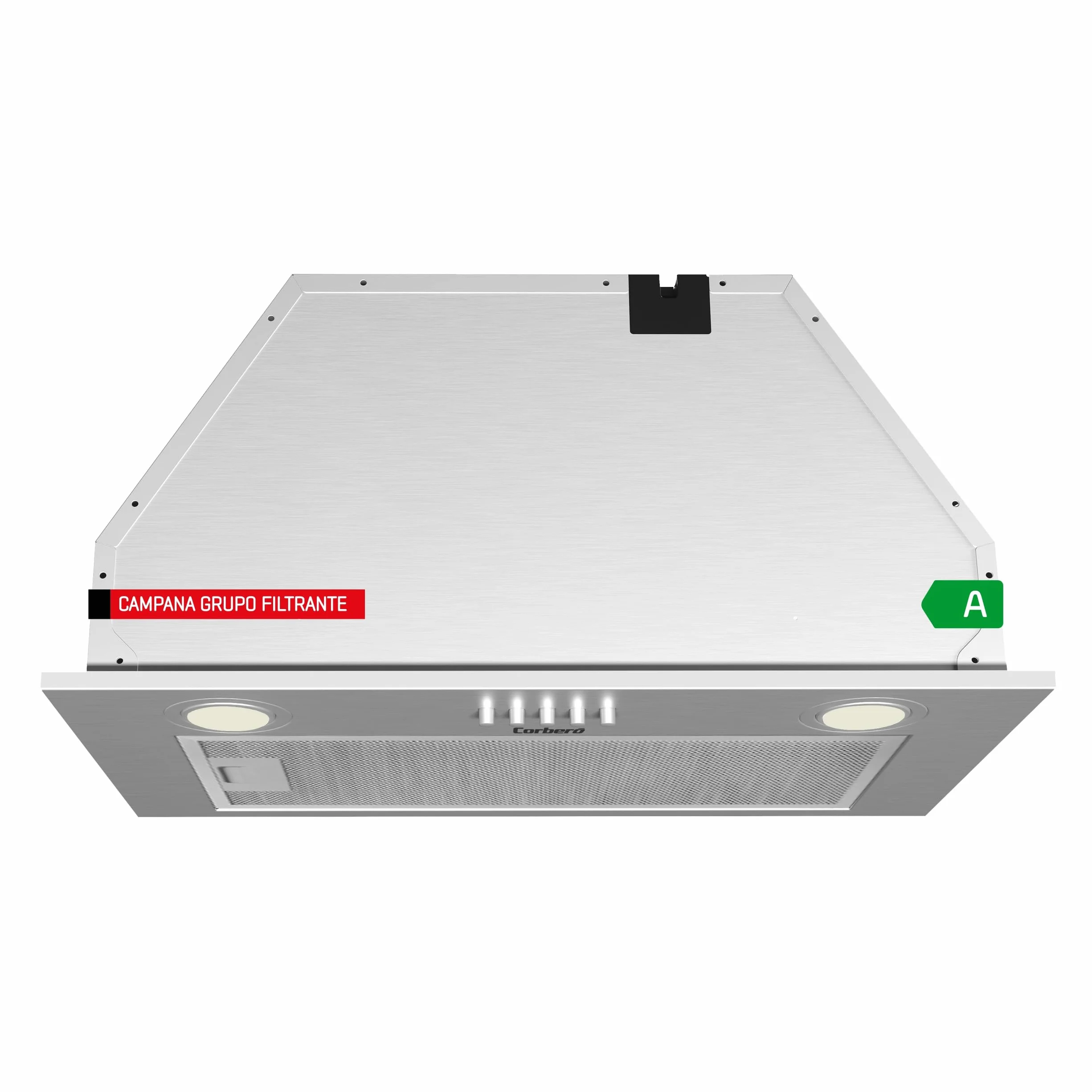 Corberó - Campana Extractora Grupo filtrante VENTOR7260X | 72cm, 600 m3/h, 3 Velocidades, Filtros Aluminio y Carbón, A, Inox