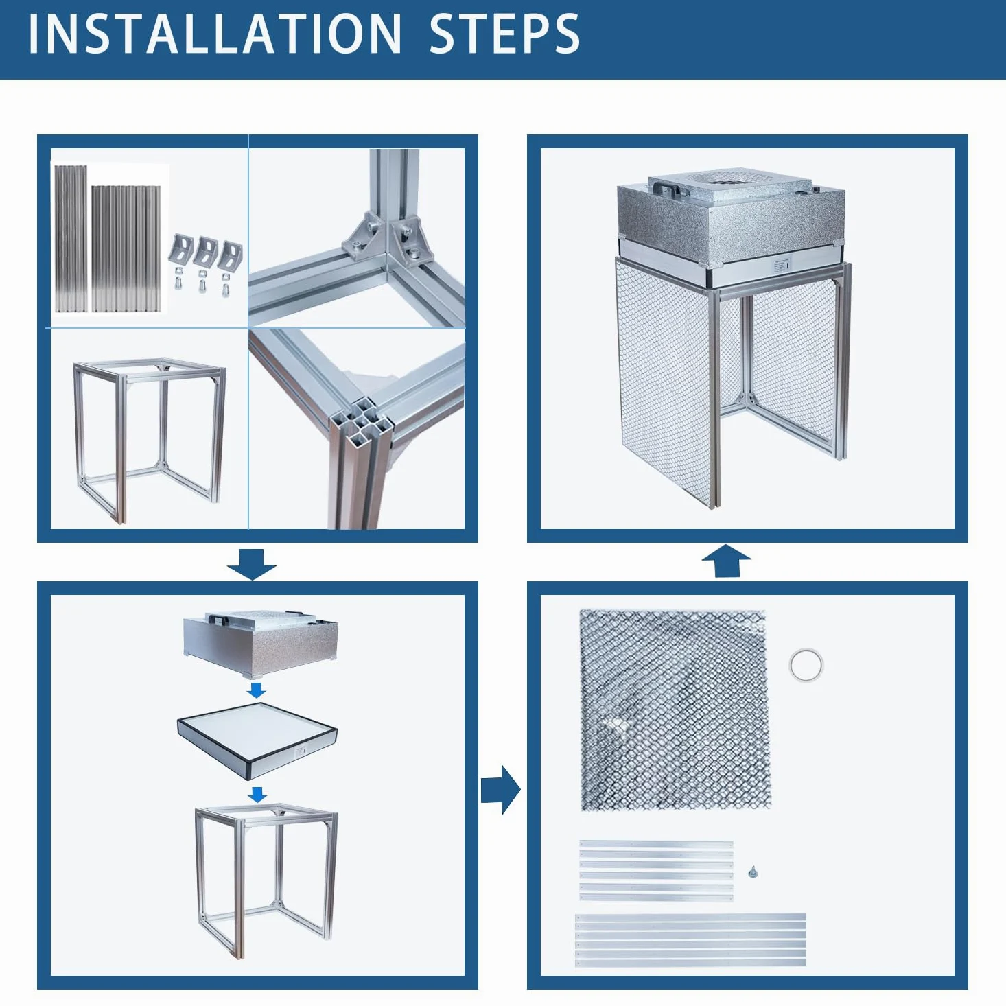 FFU HEPA H14-Filter - Campana de flujo laminar actualizada (incluye filtro HEPA) 100/ISO Clase 5 para sala limpia/laboratorio/sala limpia/sala de hongos, campana de flujo de aire laminar (22.6