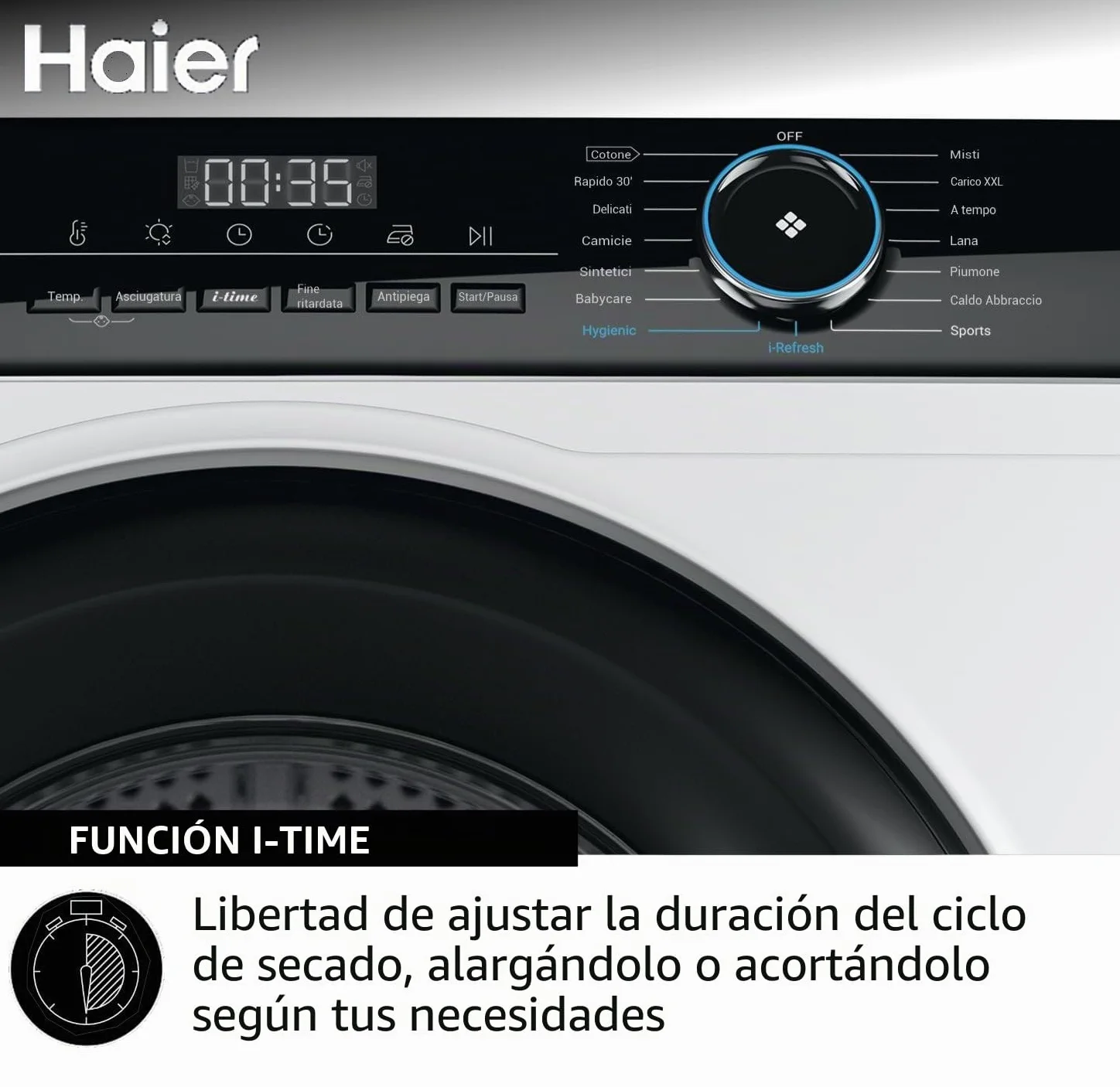 Haier I-Pro Serie 3, secadora 9 kg, instalación libre, clase A ++, vapor, inicio retrasado, I-Time, blanco, 85 x 59,5 x 66,5 cm – HD80-A2939-S