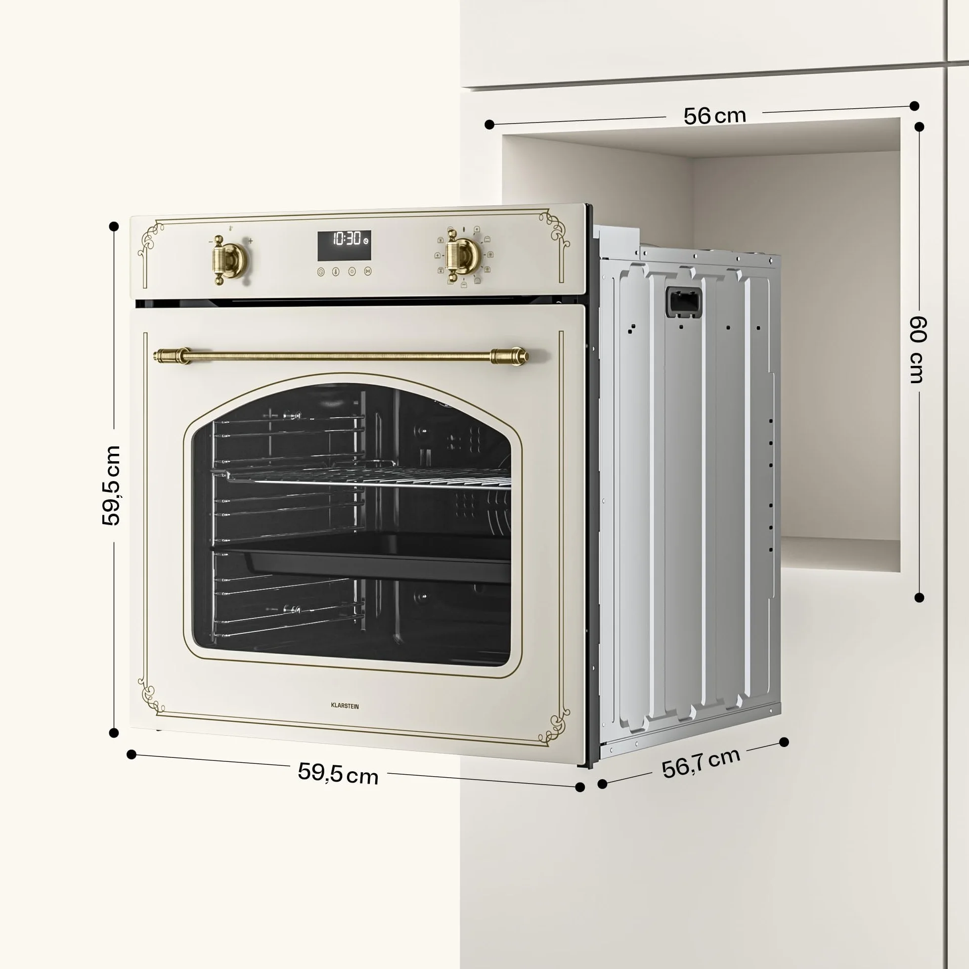 Klarstein Victoria Pyro Horno Eléctrico Empotrable 76L 11 Funciones Pirólisis Clase A 60 cm