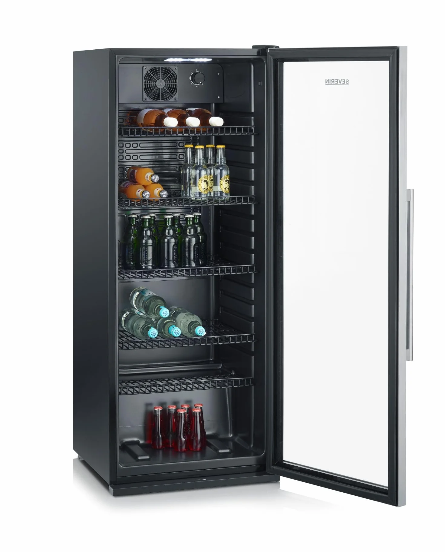 Bottle Fridge, 241L, Black-Silver