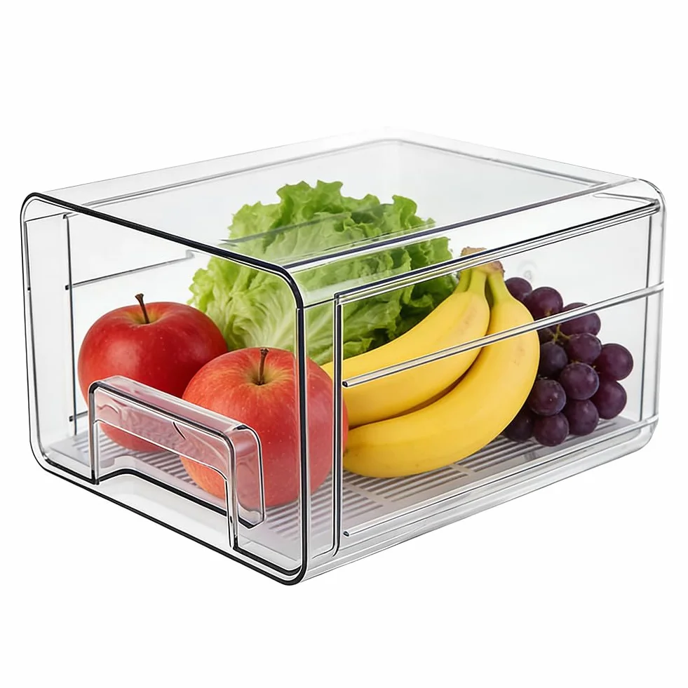 Accesorios Nevera - Frigoríficos Organizadores de Cajones 1 pieza Organizador de Nevera,Transparente Fridge Organizer,Apilable Organizador Frigorifico Para Nevera Cocina Armarios Fruta Vegetal