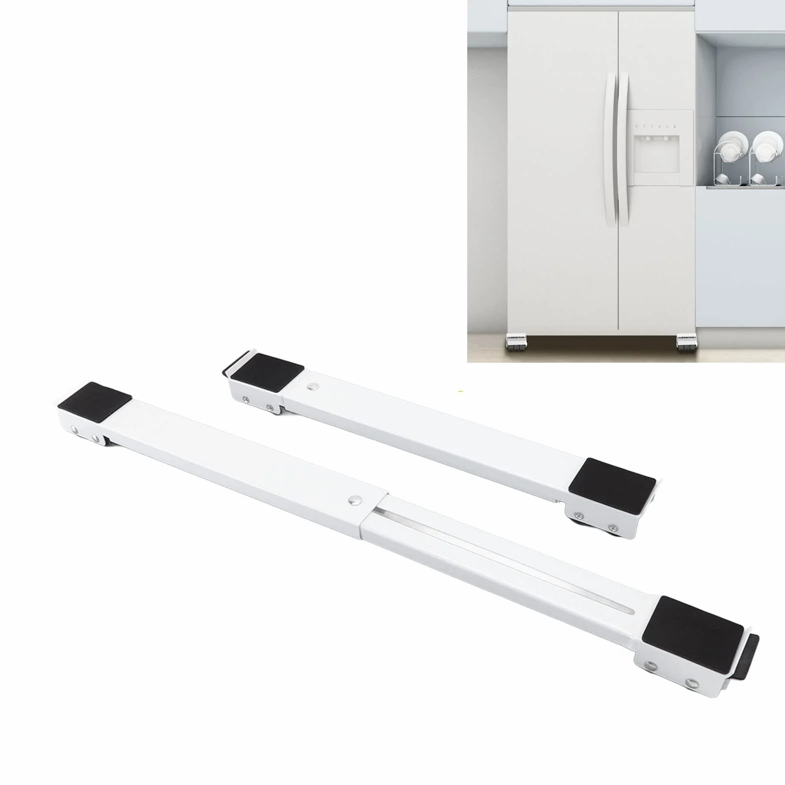 Topyond 2 Juegos De Muebles, Soporte De Rodillo Móvil, Base Elevada Extensible, Base De Lavadora Móvil con Ruedas para Refrigerador, Lavadora, Secadora, Muebles Grandes Y Pesados(Blanco)