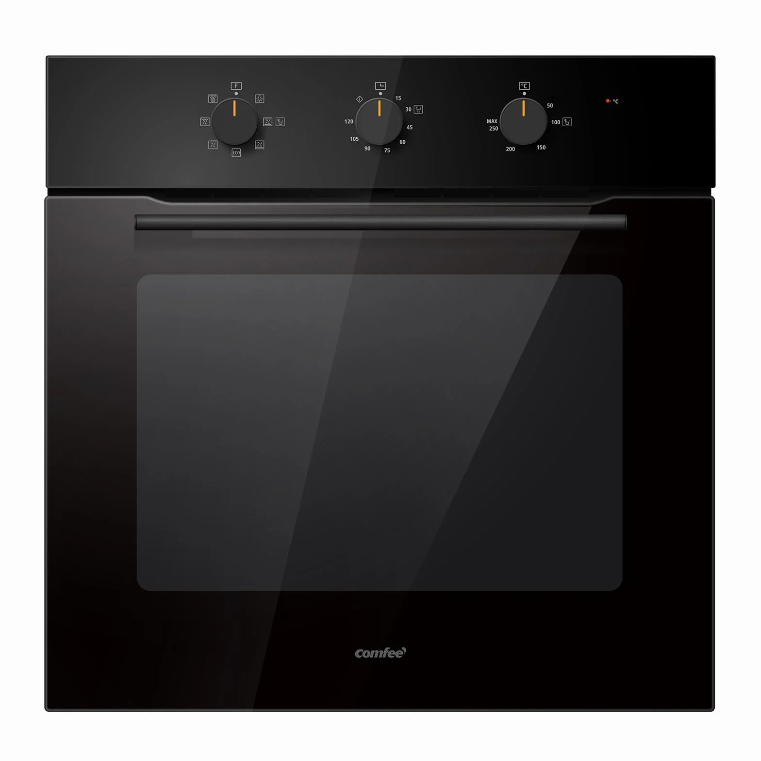COMFEE' CBO60M80M1-BK Horno empotrable de 60 cm y 60 litros con 8 funciones, freidora de aire, cocción multifase, puerta extraíble, fácil limpieza, limpieza con vapor, color negro