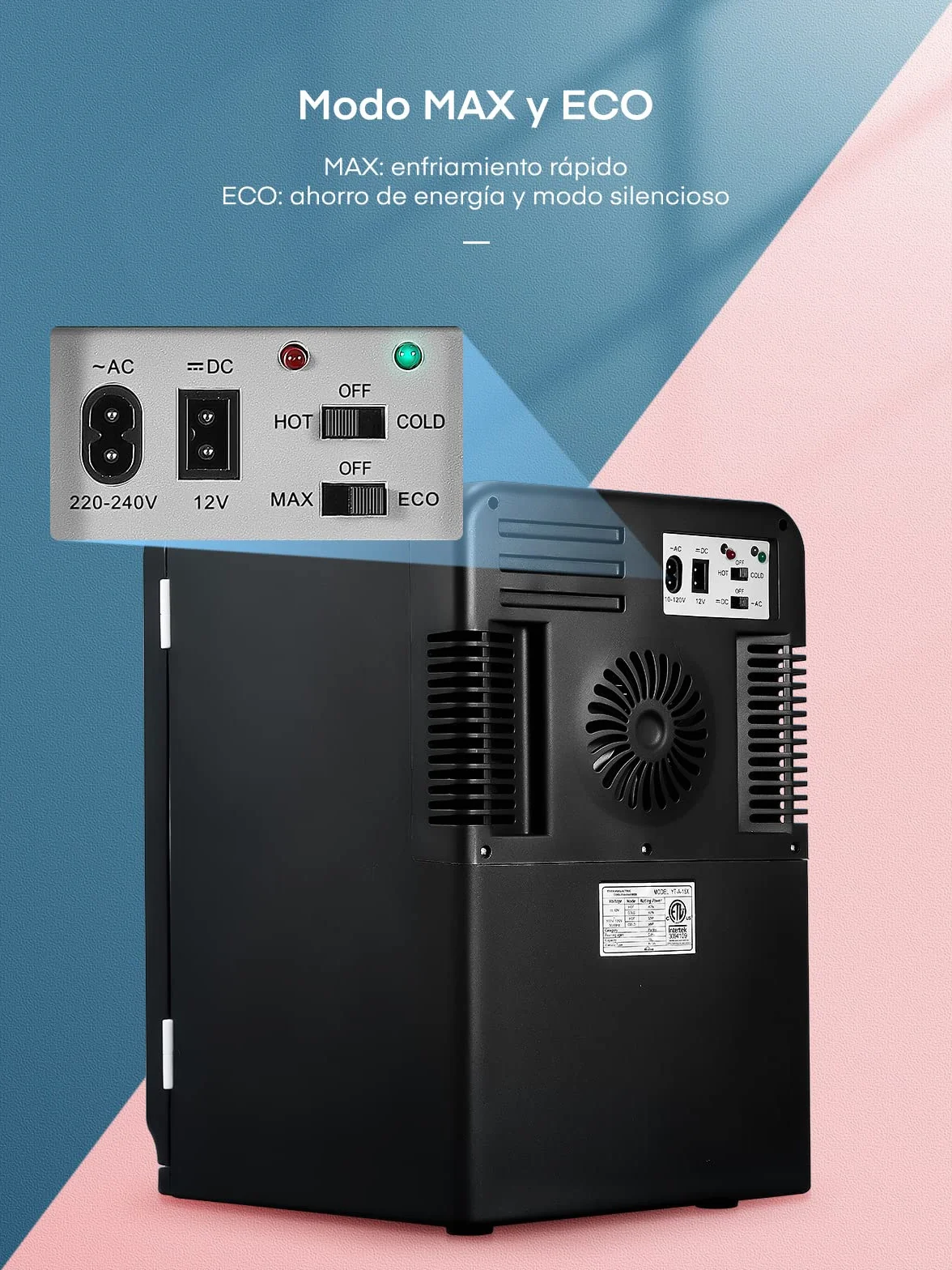 NORTHCLAN Mini Nevera Portatil, 15L Mini Frigorifico, 12V/230V, Funciones Enfriar y Calentar, Mini Frigorífico para Coches, Oficinas y Dormitorios, Cosméticos y Cervezas, Modo Max y ECO, Negro
