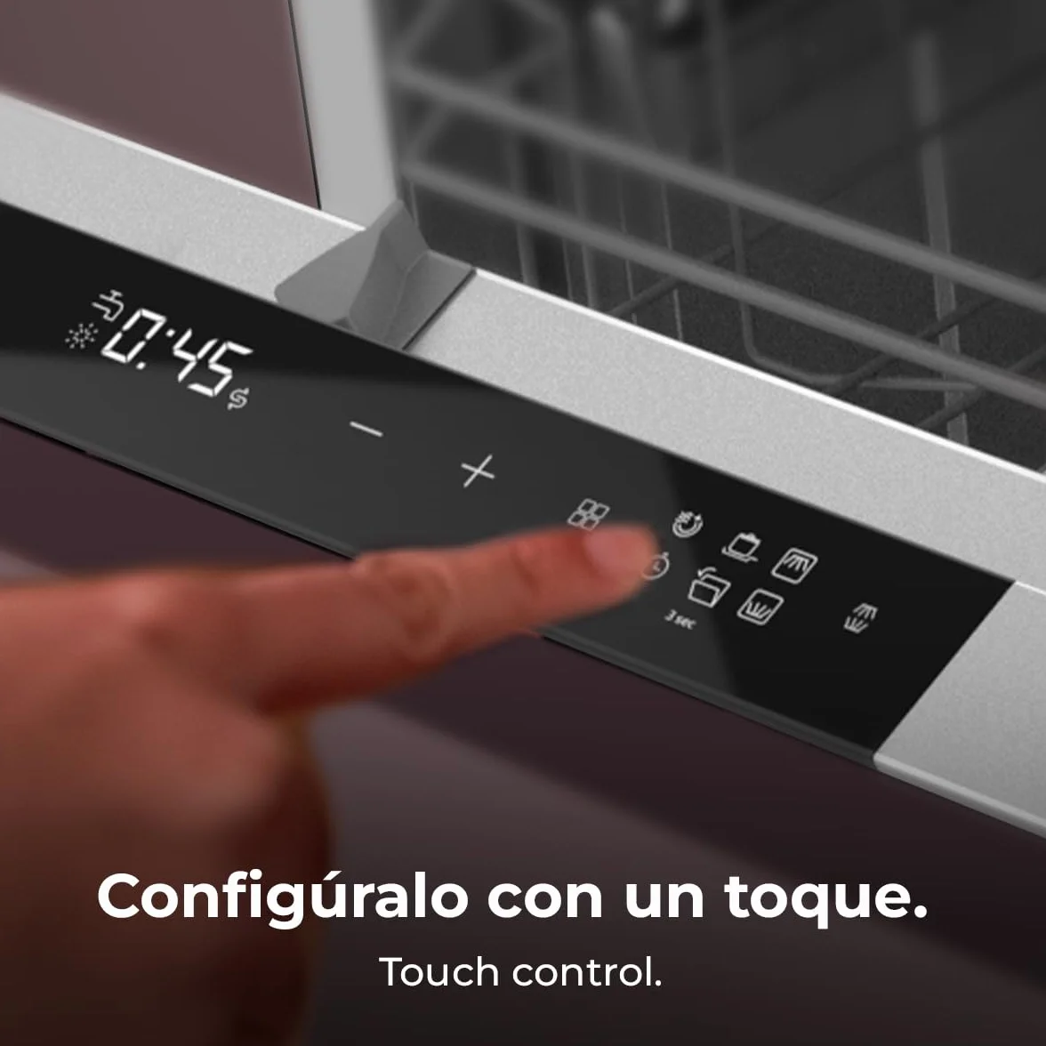 Cecotec Lavavajillas Integrable 60cm Bolero Aguazero 8001 Full BI B. 14 Cubiertos, 8 Programas, Motor Inverter Plus, 3º Bandeja, Control Táctil, O2 Dry, Filtro Antibacteriano