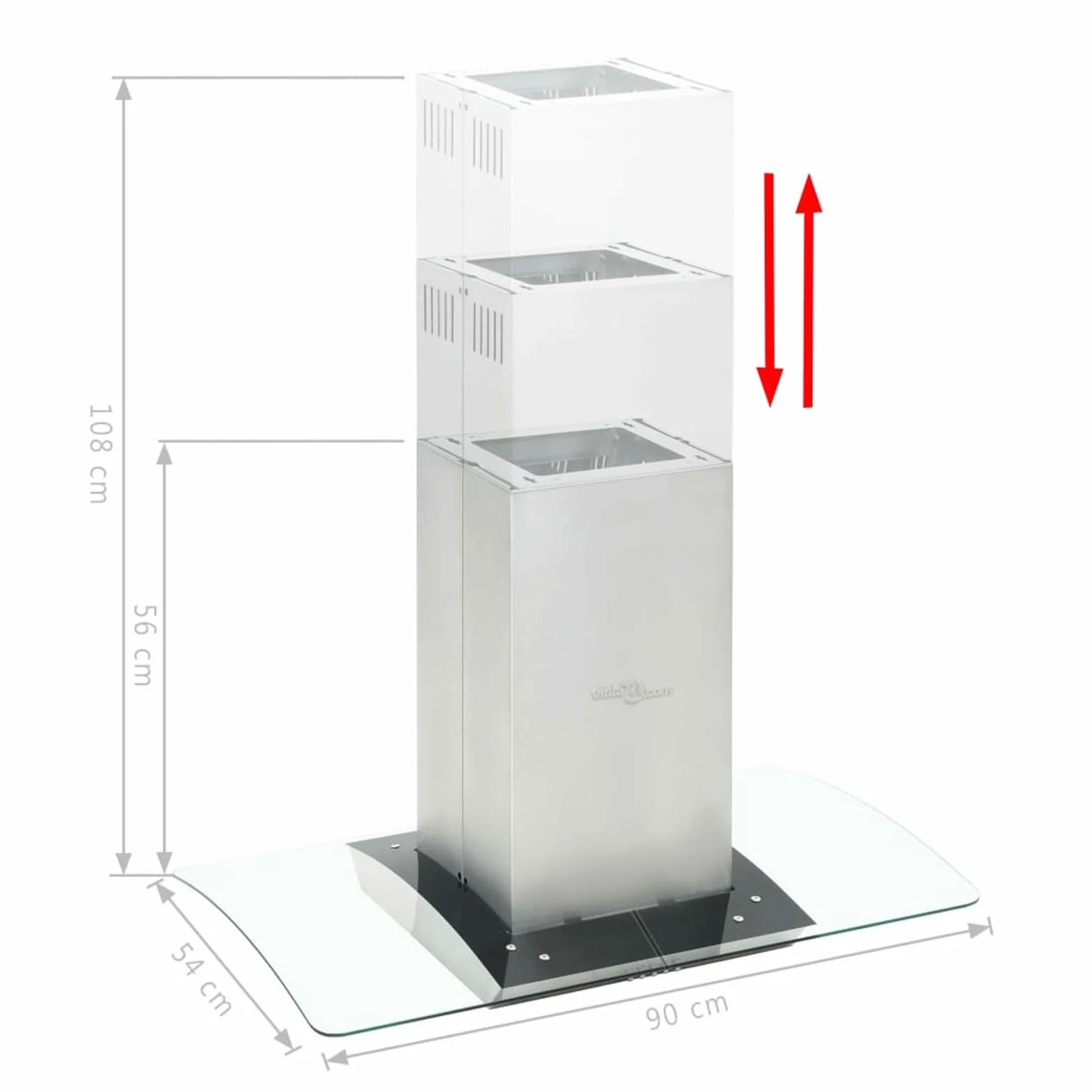 BaraSh Campana extractora de Techo 90 cm Acero Inoxidable 756 m³/h LED Campana Extractora Isla