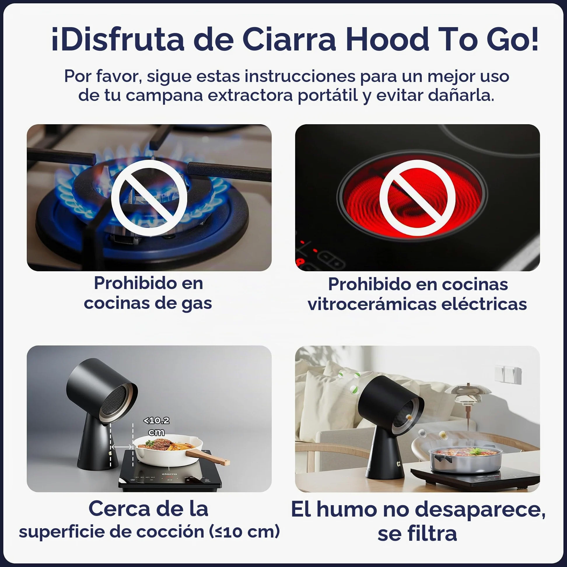 CIARRA CBPHP01 Campana Extractora de Escritorio Mini Campana Portable Rosa | Sobremesa Campana 11.5kW/h 2 Velocidades Extractor cocina mútiples filtración para Barbacoas,Cocina,Fondue,Camping,Caravanas