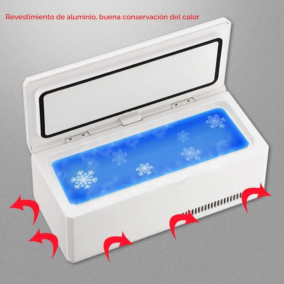 Caja Refrigerada con Enfriador De Insulina, 2-8 °c Refrigerador Médico Refrigerador De Medicamentos Caja De Almacenamiento De Medicamentos, Pantalla LED De Alta Definición