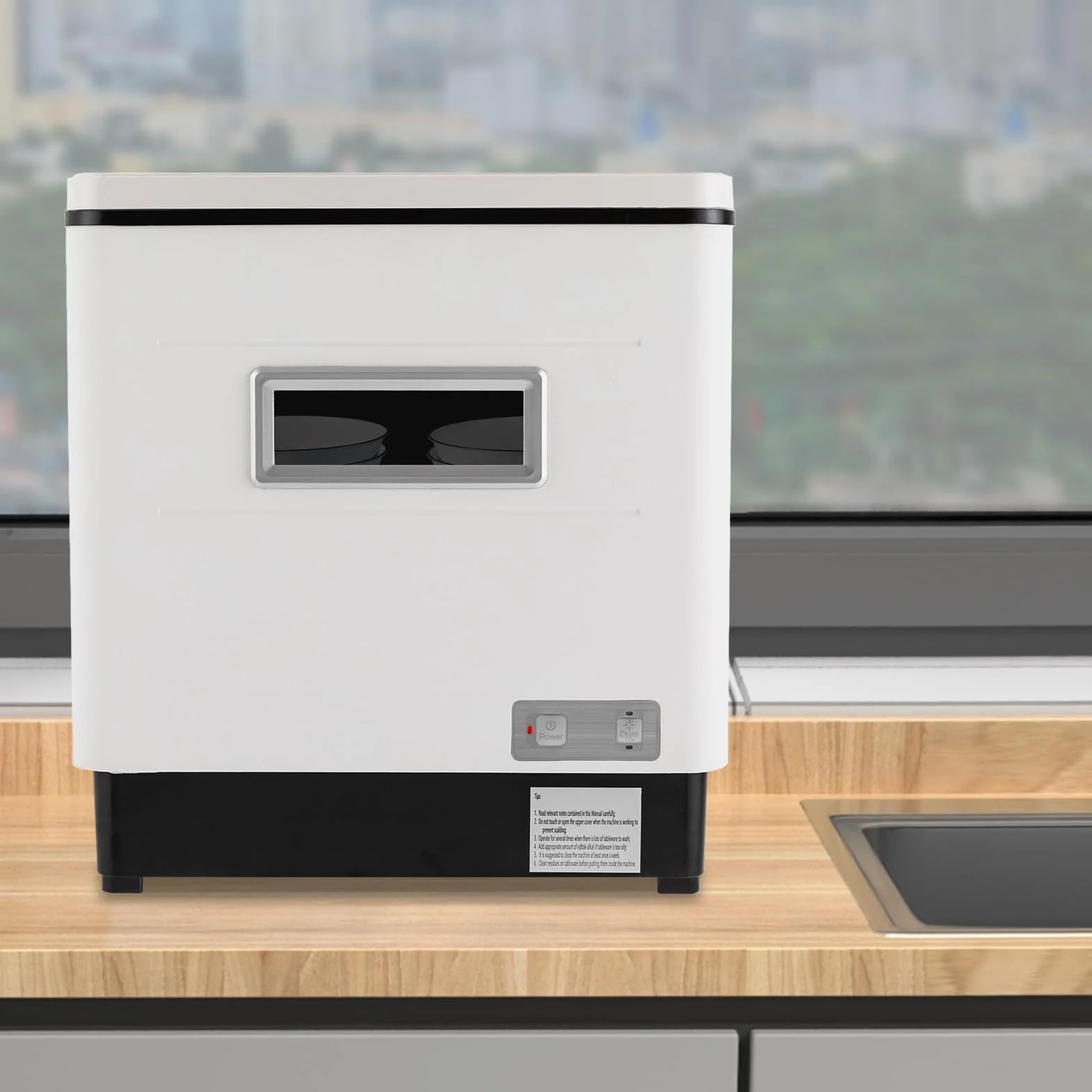 Lavavajillas de mesa, 1500 W, función de secado, para cocinas pequeñas, apartamentos, 60 L, wi dishwasher pequeño, para casa, oficina, camping con conexión de agua