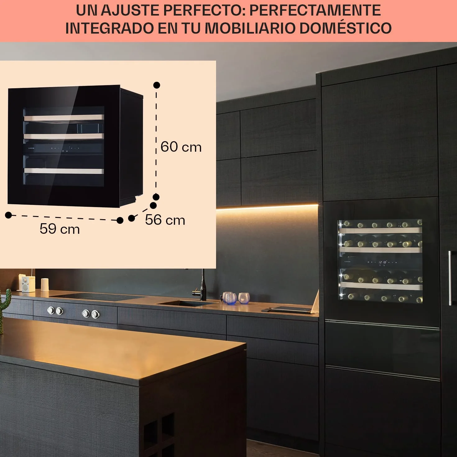 Klarstein Vinoteca de Pie, Nevera para Vinos de Dos Zonas Refrigeración, Nevera para Cervezas Pequeña de Interior/Exterior Puerta de Cristal, Nevera Protección UV, 5-18°C, Botellero 25 Botellas