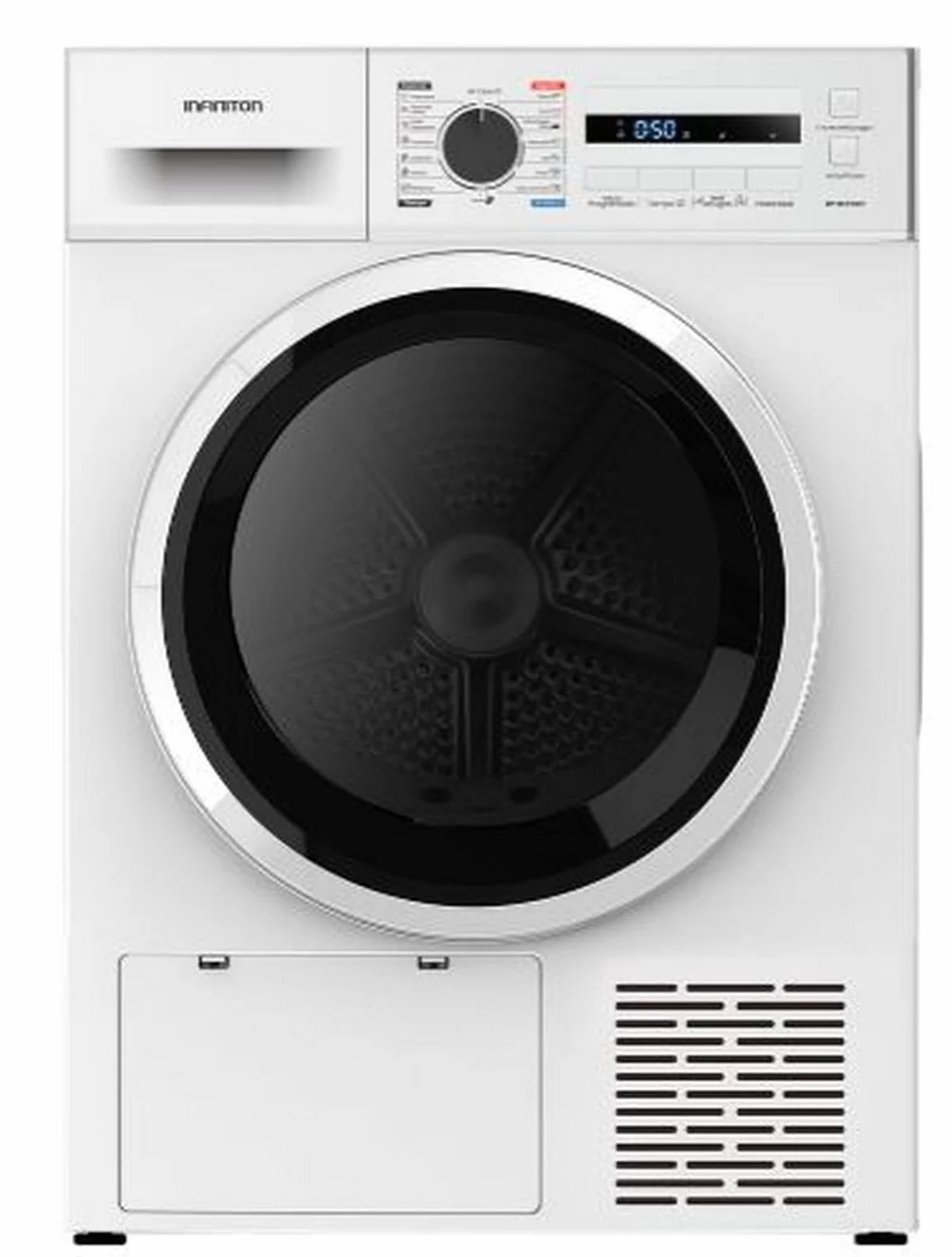 Secadora Bomba de Calor Infiniton SD-A85BB, 8 kg, 85 cm de Altura, 14 Programas, Función Antiarrugas, E, Cesto interior de acero galvanizado, Pórtico extra grande con 375mm (SD-A85BB || Blanco)