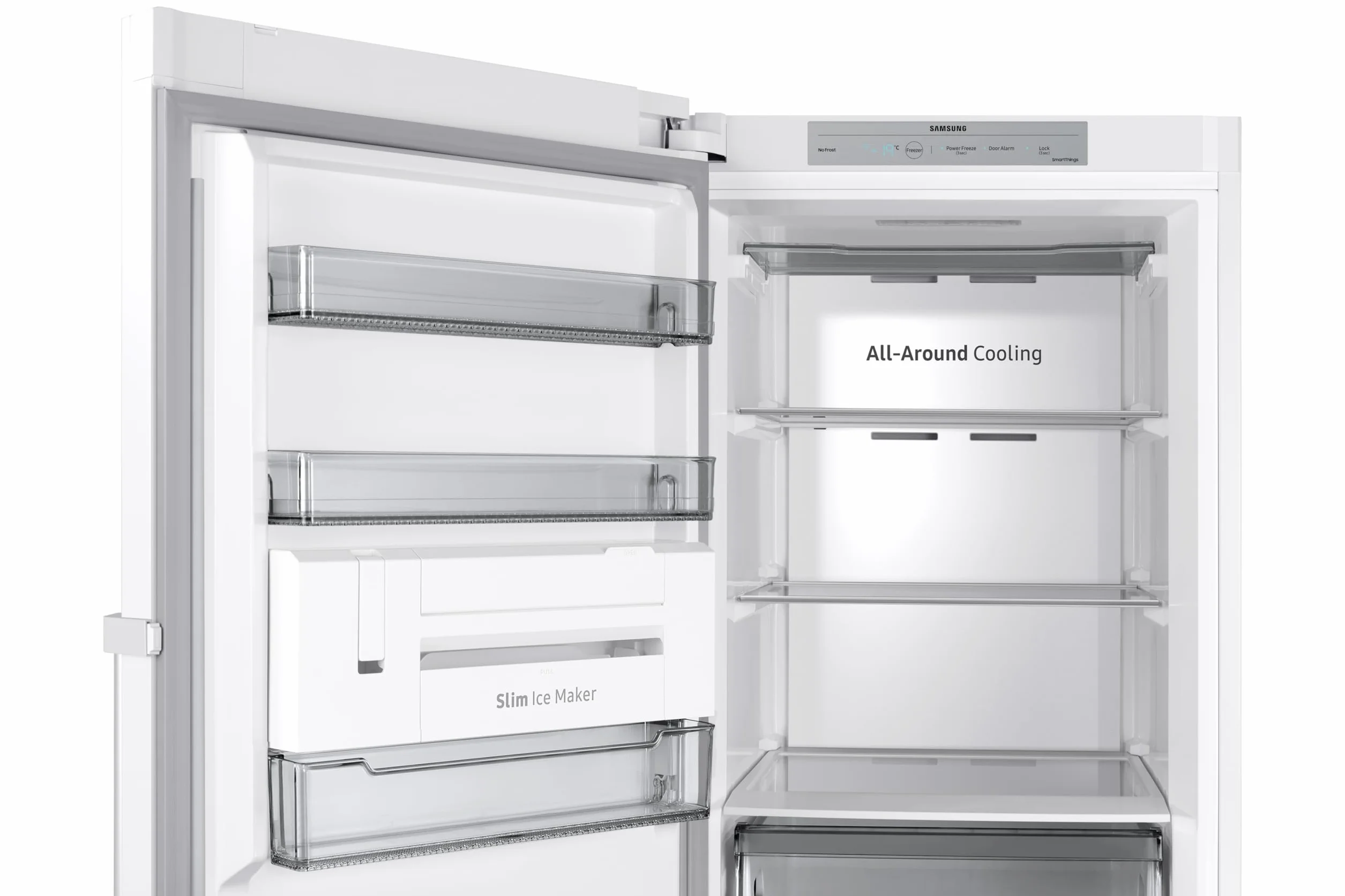 Samsung Congelador Vertical 186cm, 323L, Clase E, Color Blanco, SmartThings, AI Energy Mode, Tecnología SpaceMax™ - RZ32C7ADEWW/EF [Clase de eficiencia energética E]