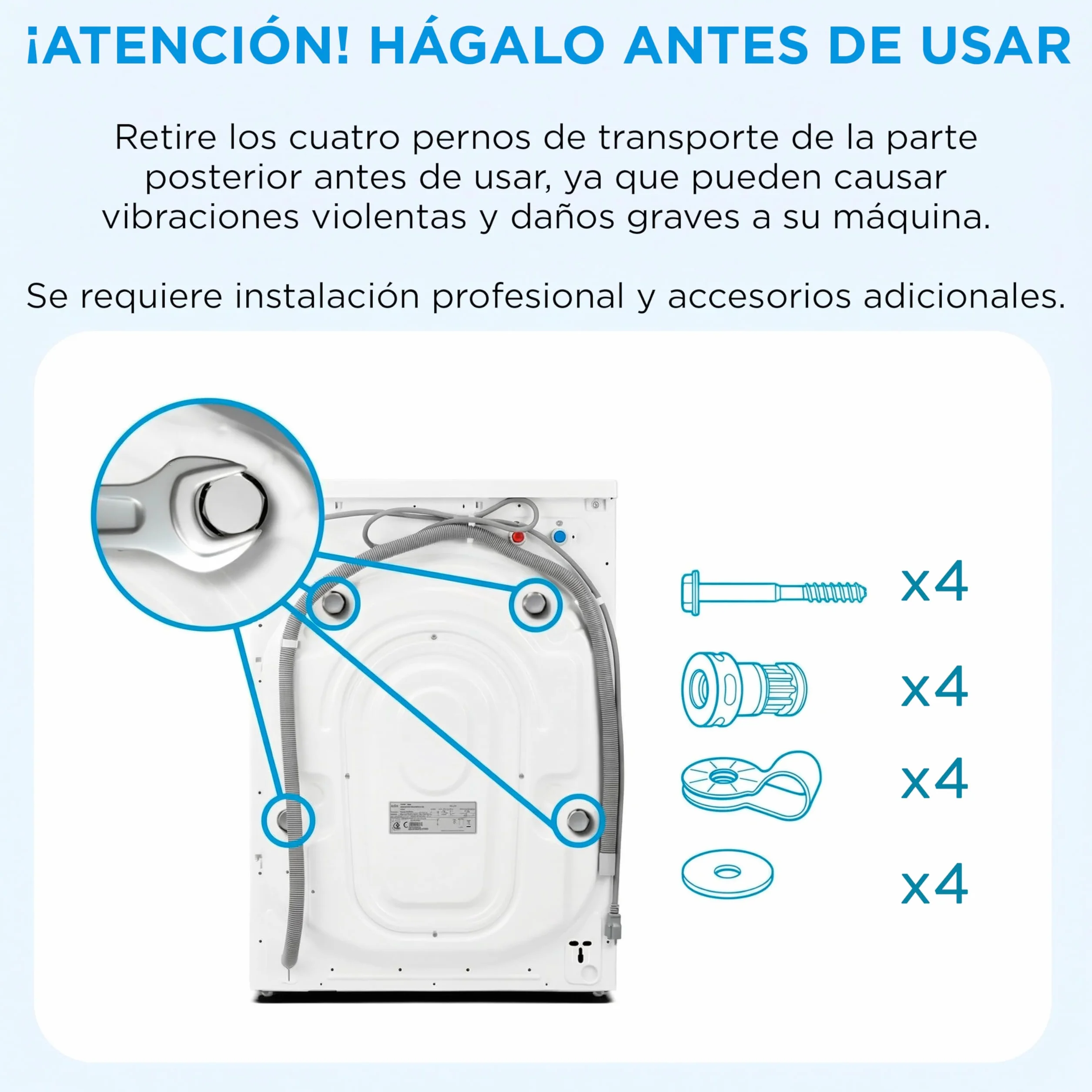 Midea Lavadora 8kg Carga Frontal 1950W 1350rpm Motor Inverter Healthguard