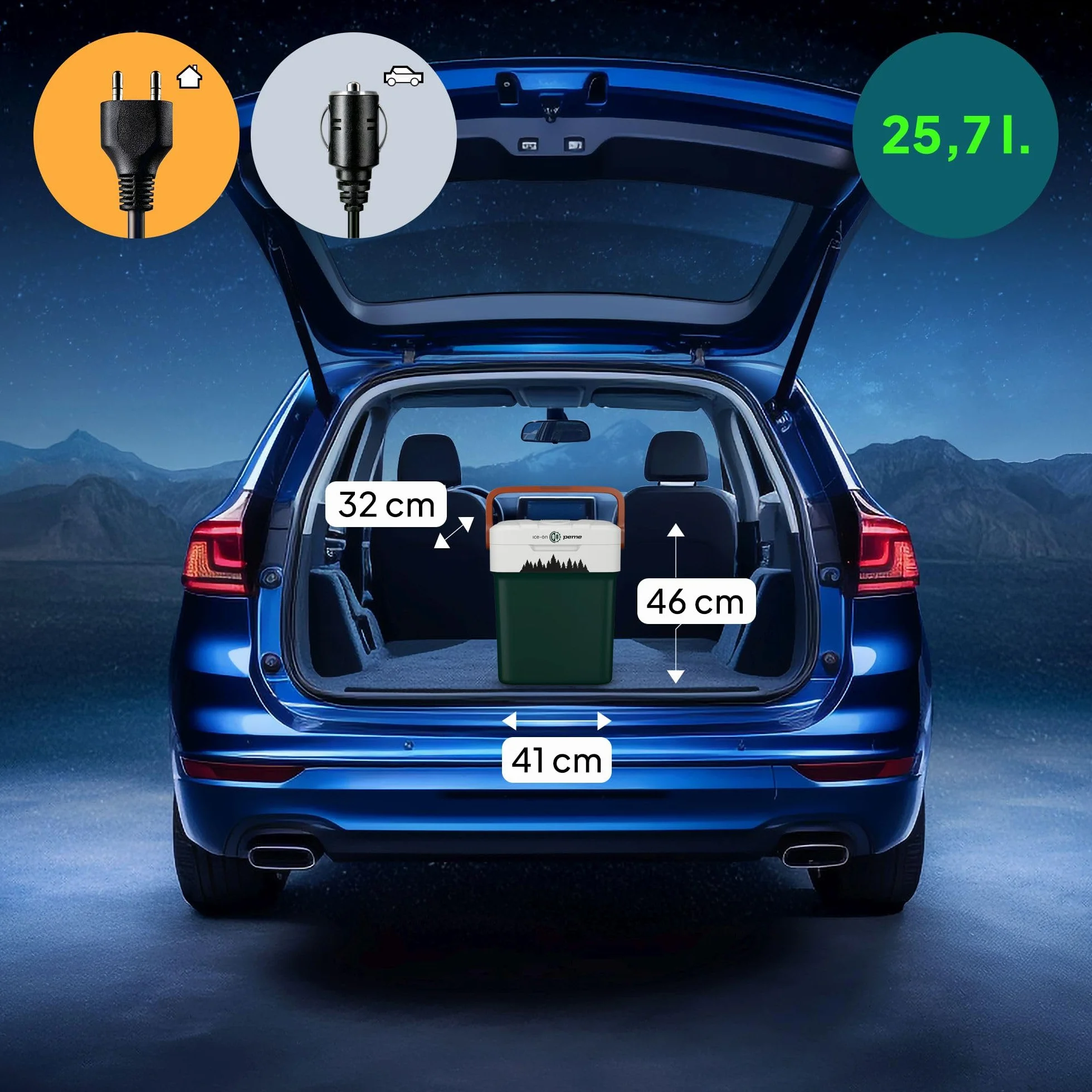 peme Nevera Portátil Eléctrica para Coche Camping Frigorífico Viaje Auto 12V Termoeléctrica con Enchufe Silenciosa Portatil Congelador Frigorifico Fridge Camper Frigoba 220 240 V 25,7L – Essential