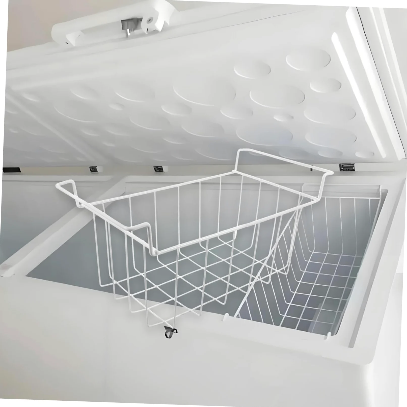 Cesta de alambre para congelador, estante de despensa apilable de metal para congelador y refrigerador