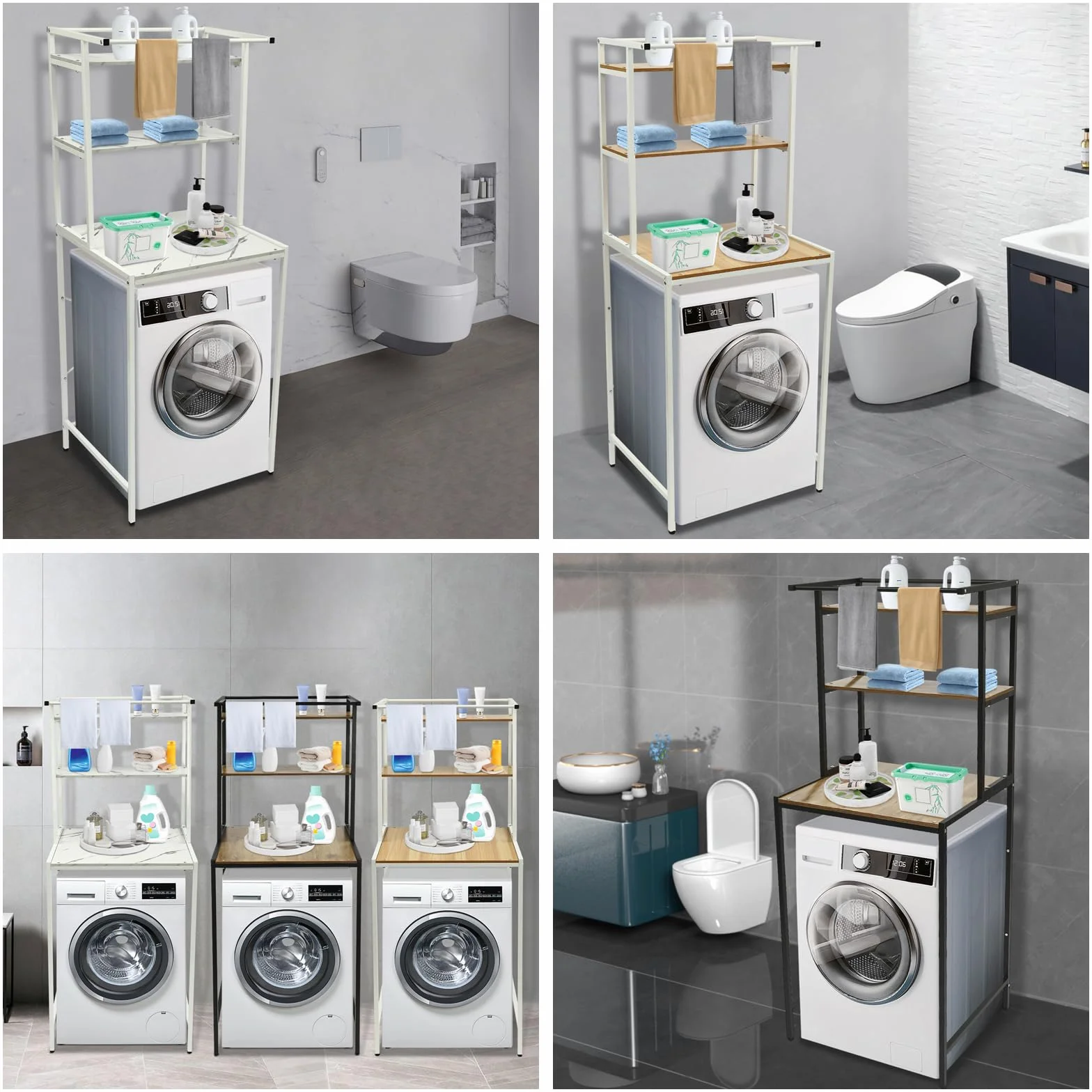 Lavadora Secadora Almacenamiento Estante 3 Niveles Ropa Secado Estante Suelo Montaje Soporte Soporte