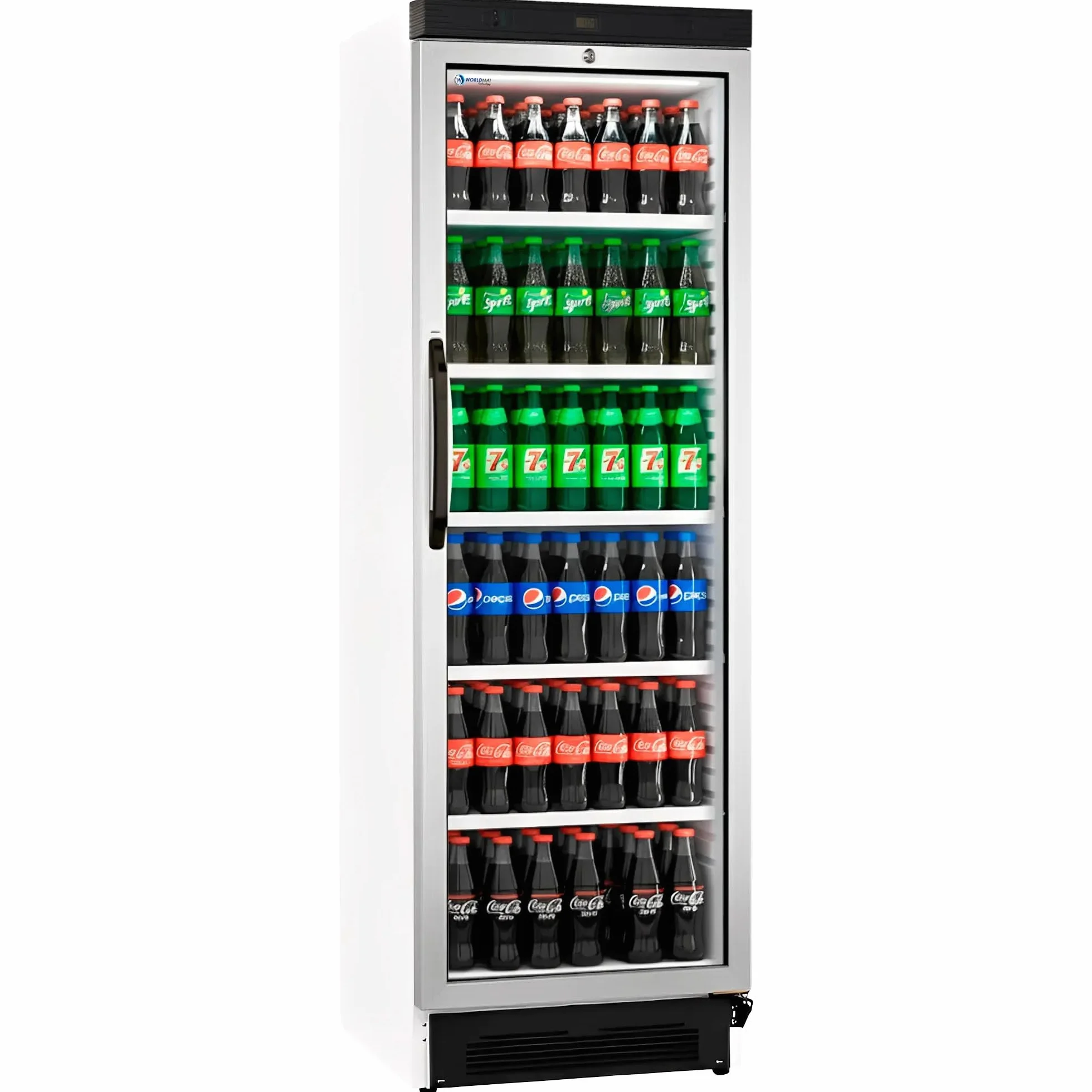 MBH - Nevera expositora vertical profesional blanca con puerta de cristal para hostelería. Frigorífico expositor botellero industrial para bebidas.
