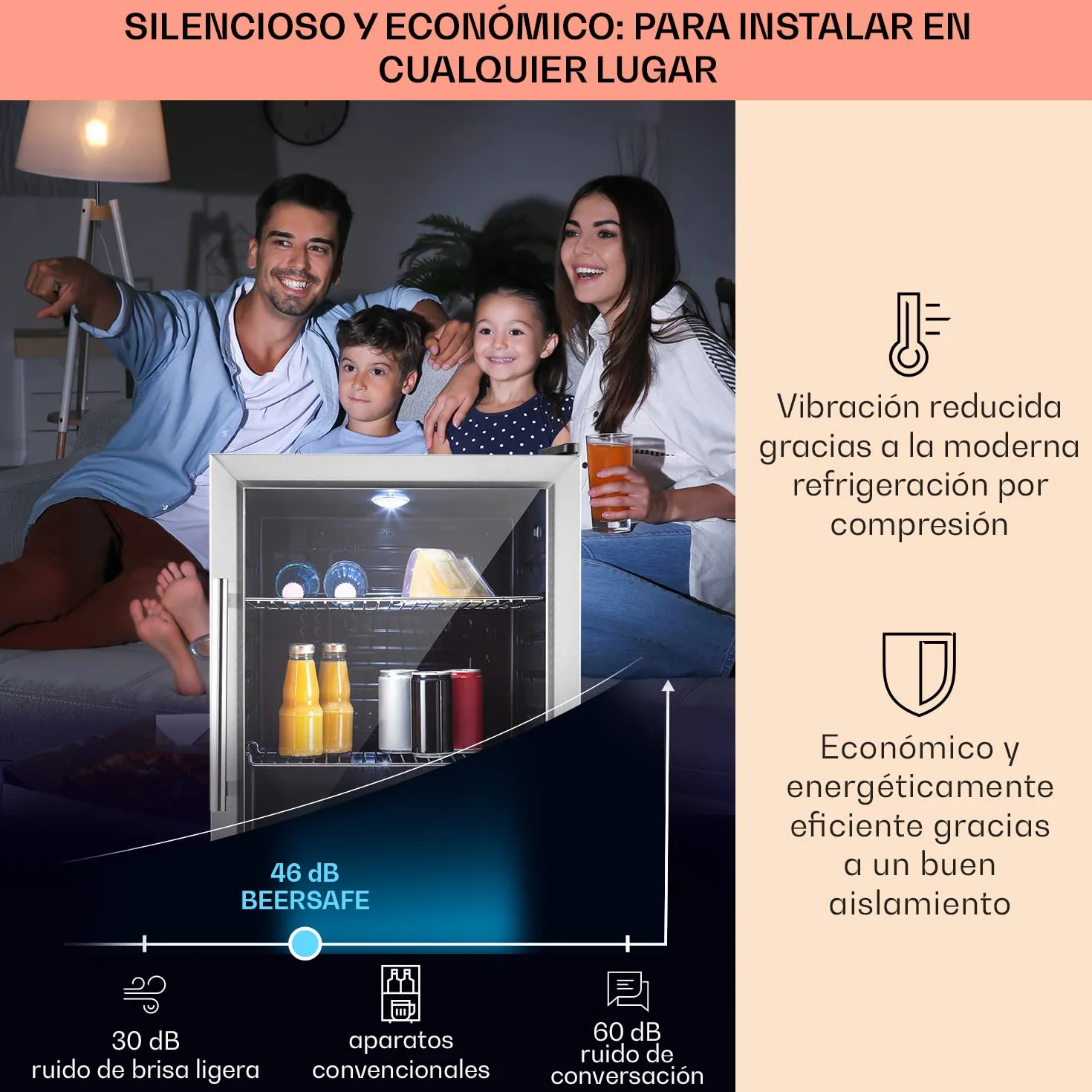 KLARSTEIN Nevera Pequeña Puerta Cristal Habitaciones, Nevera Portatil Electrica, Mini Nevera Pequeña para Bebidas, Frigorificos Pequeños 60L, Mini Frigorifico con Estantes, Neveras Pequeñas