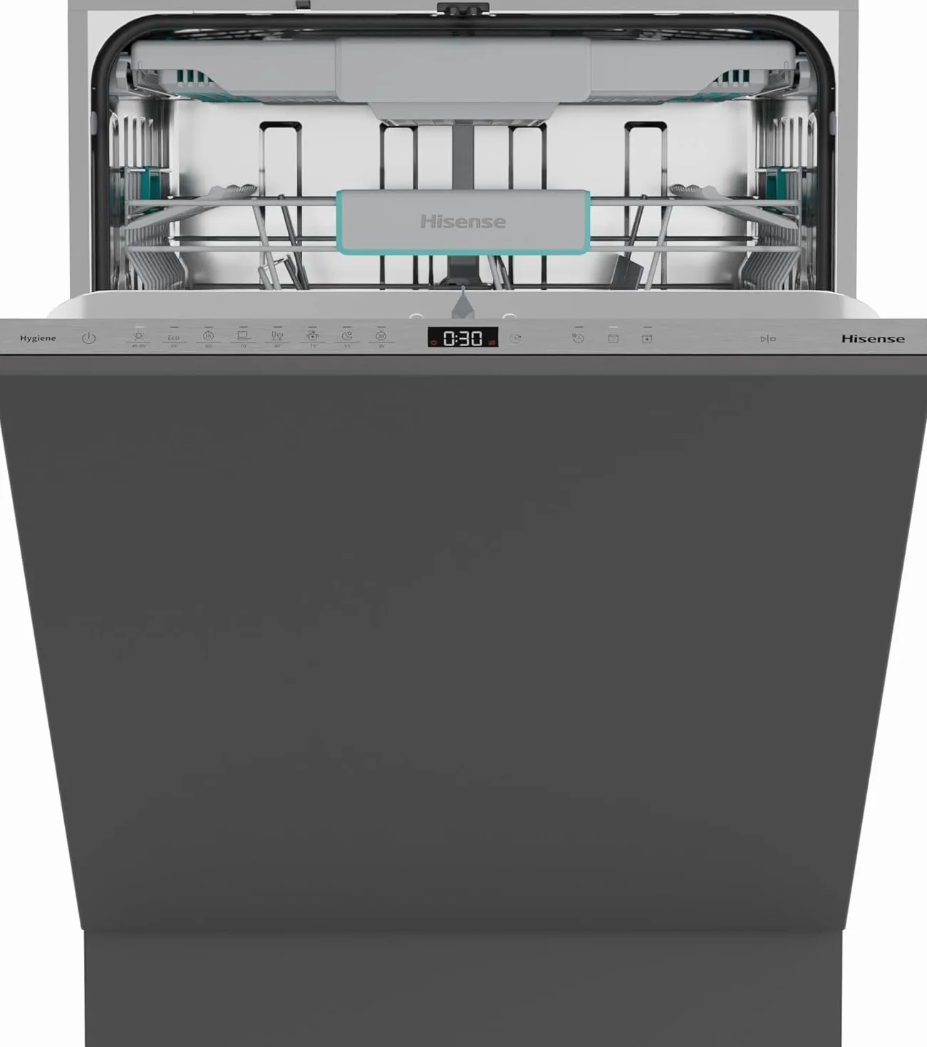 Hisense HV16A Lavavajillas 16 cubiertos 3 cestas 8 programas motor inverter inicio diferido total dry Intensive Clean Zone Touch empotrado