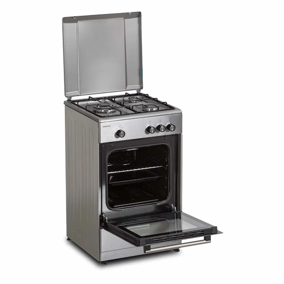 INFINITON Cocina de gas CC57TAC - Ancho 50cm, 3 Zonas, Inox, Quemadores con seguridad FFSD, compatible gas Natural y Butano