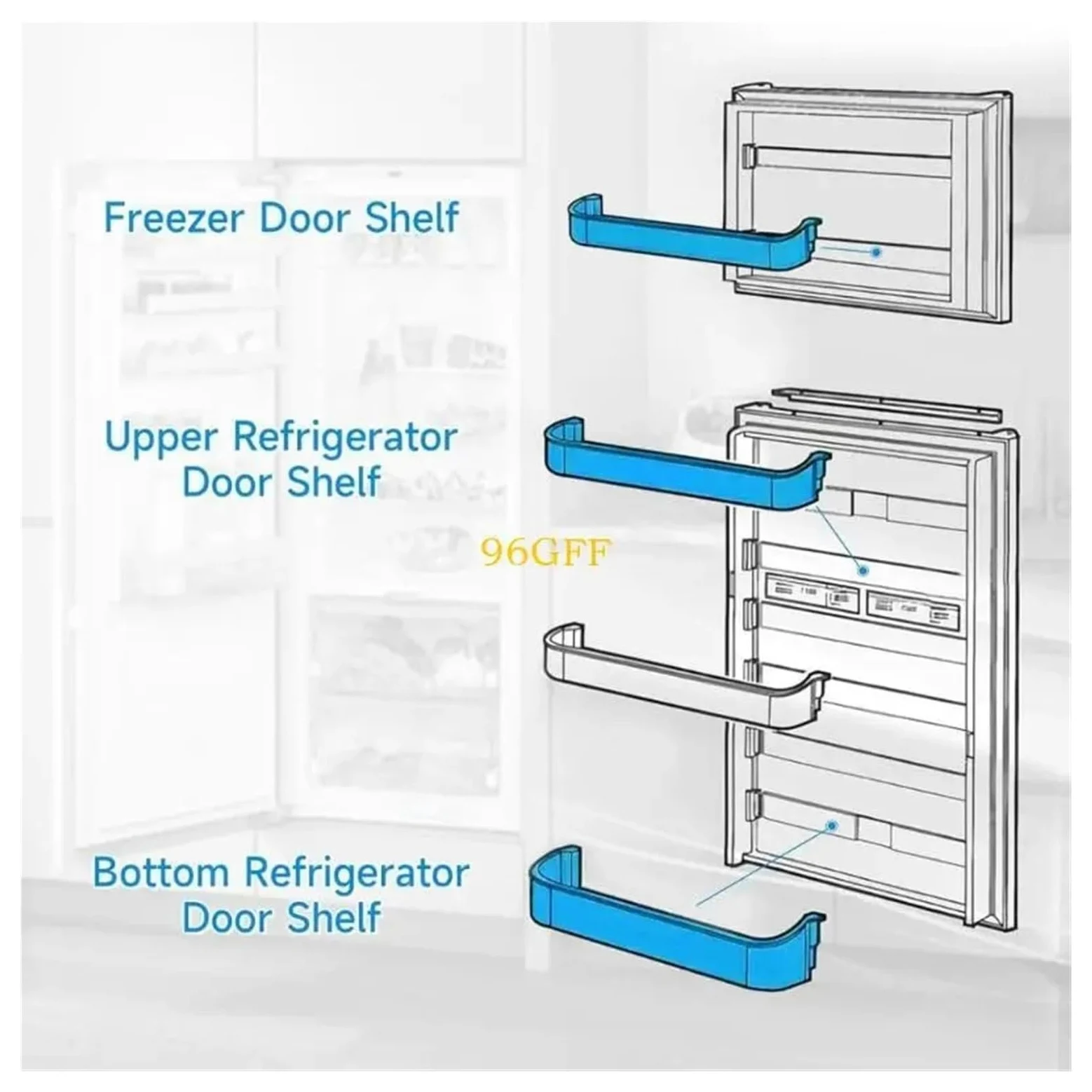 Generico Conjunto de repuesto for estante del refrigerador 96GF