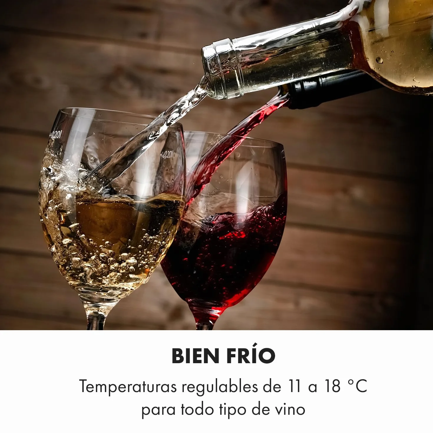 KLARSTEIN Vinoteca 6 Botellas, Nevera Vinos de Una Zona, Nevera Expositora Vino y Cerveza, Vinoteca Pequeña Interior y Exterior con Puerta de Cristal, Nevera Vino Protección UV, Panel Táctil, 4-22°C