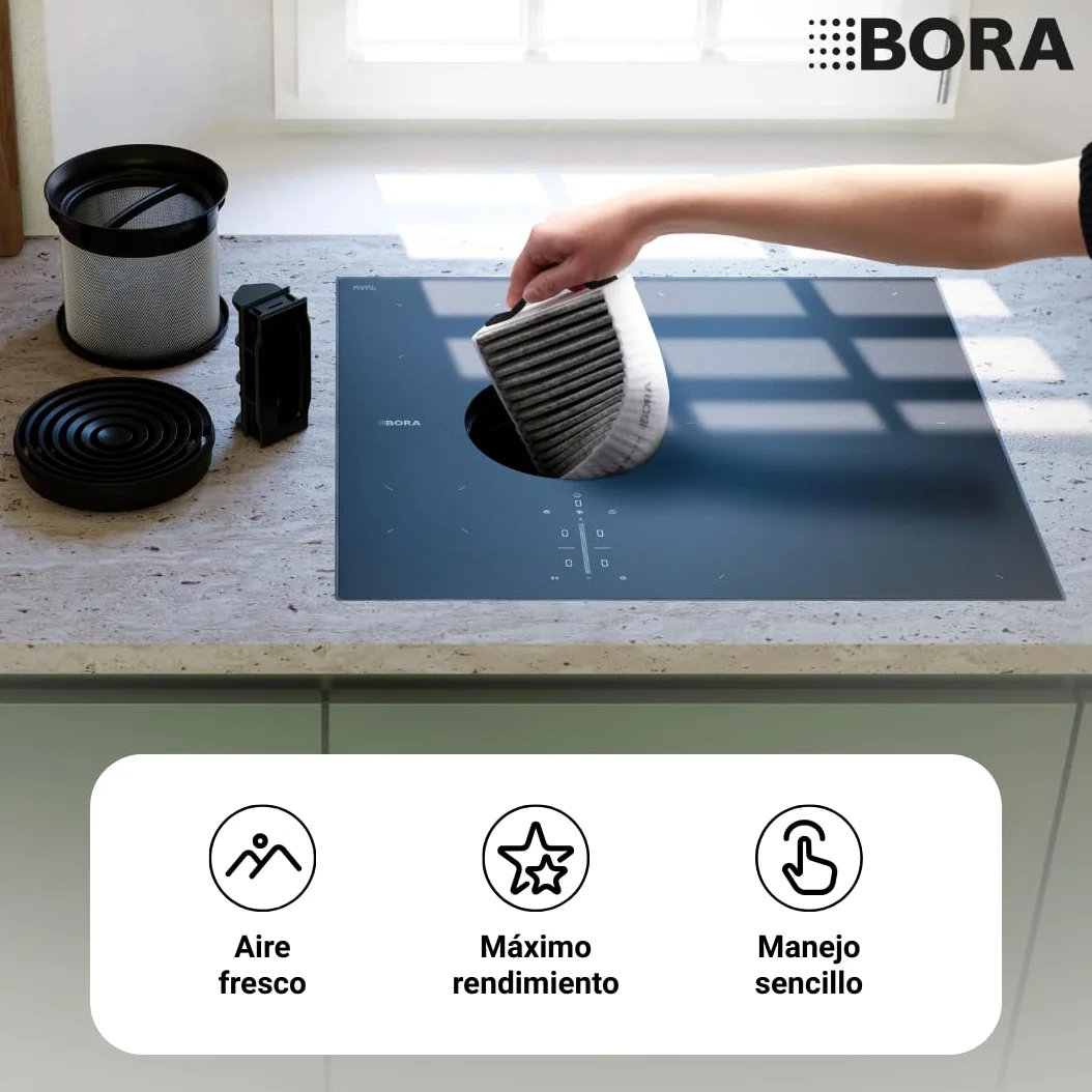 BORA GFES - Filtro de carbón activo original para campana extractora BORA Pure & Easy, accesorio de repuesto, filtro de recirculación, reducción de olores, reemplazo del filtro sin herramientas, vida