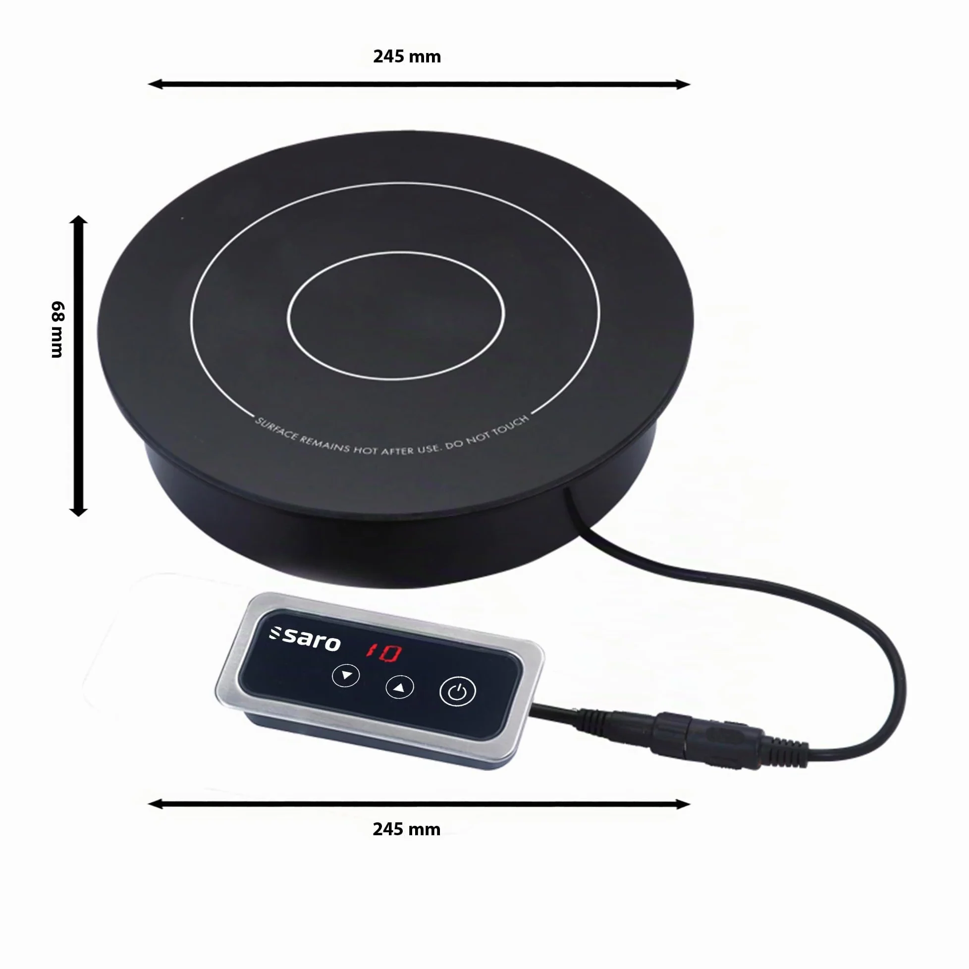 SARO EVA Placa de inducción empotrable, para ollas de hasta 200 mm Ø, pantalla táctil, 9 niveles de calor, indicador LED, temperatura 60-100 °C, 1 kW