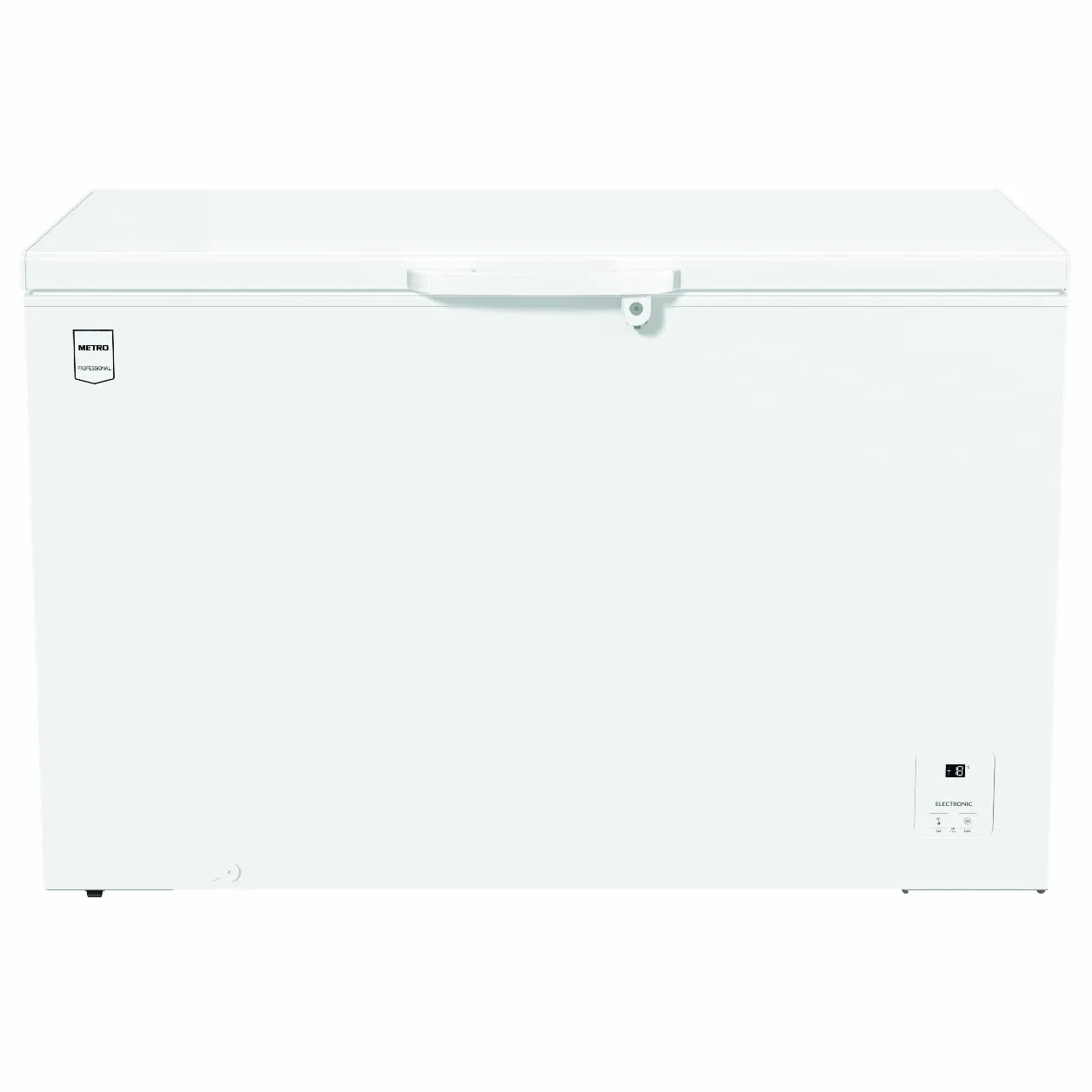 METRO Professional Congelador GHF1384, acero, 130x74x85 cm, 384L, 75W, 2 cestos, iluminación LED, 4 ruedas, con cerradura (384 L)